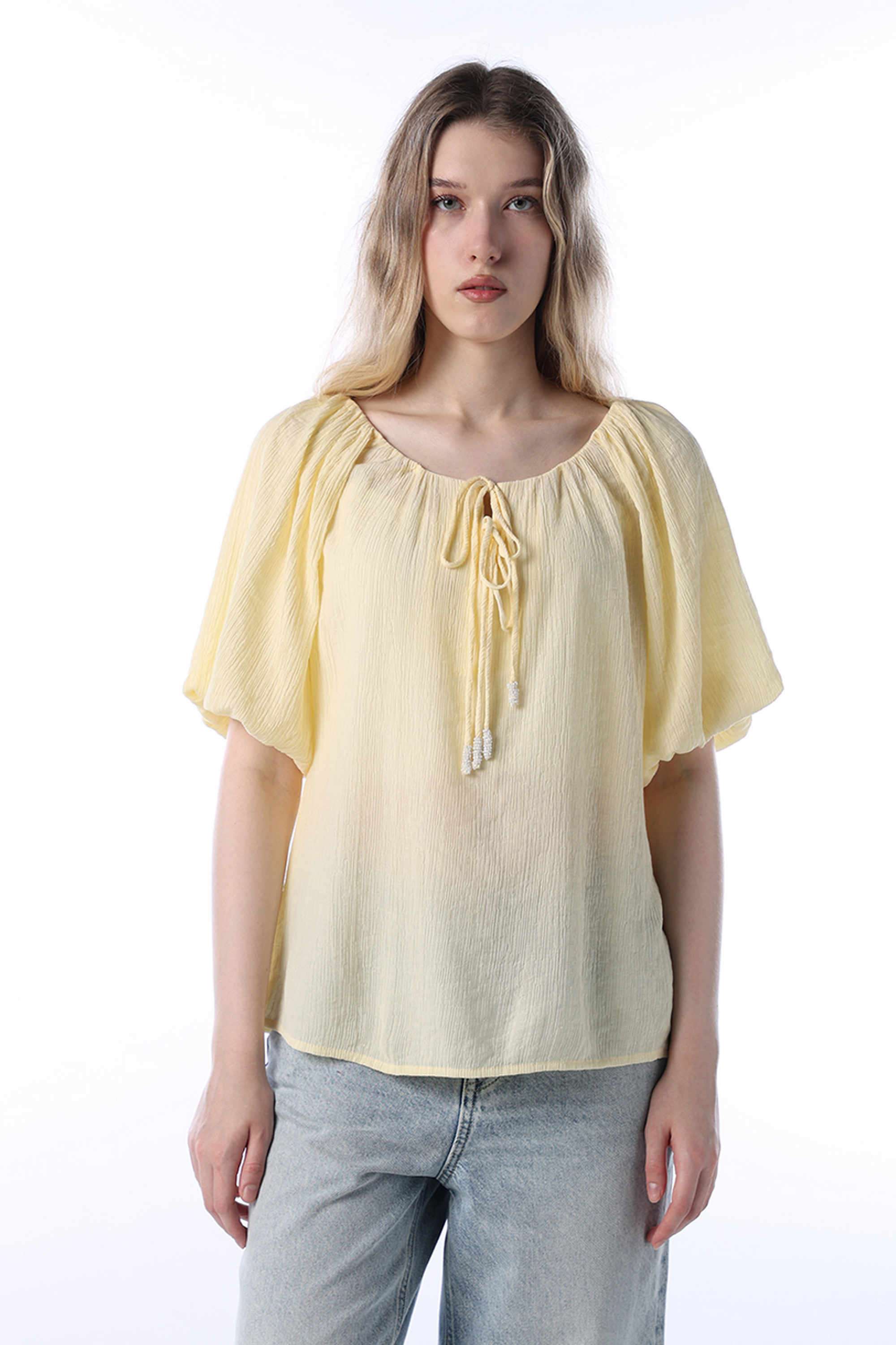 Solid-Viscose-Round-Neck-Women-s-Top