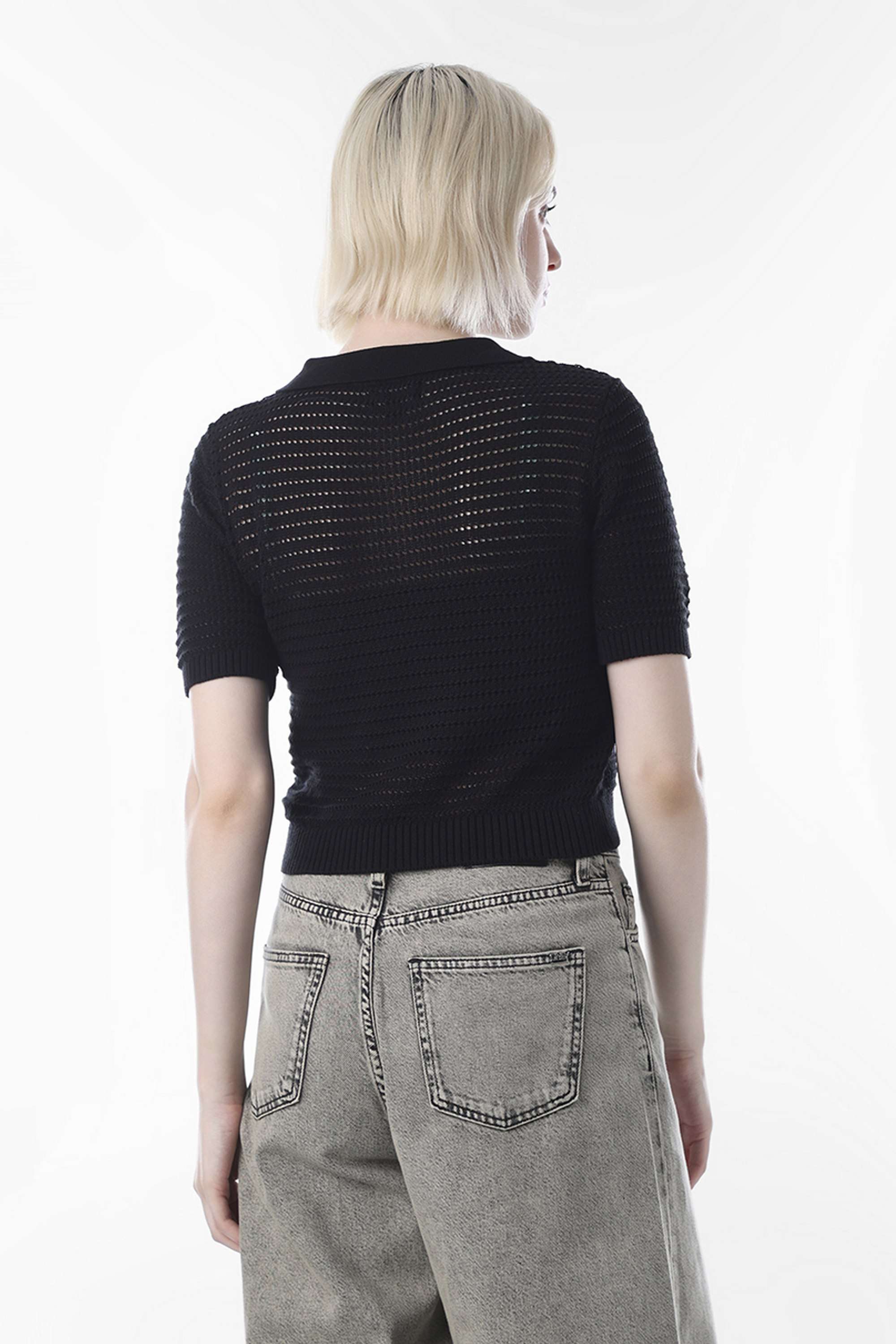 Textured-Collared-Cotton-Women-Casual-Wear-Pullover