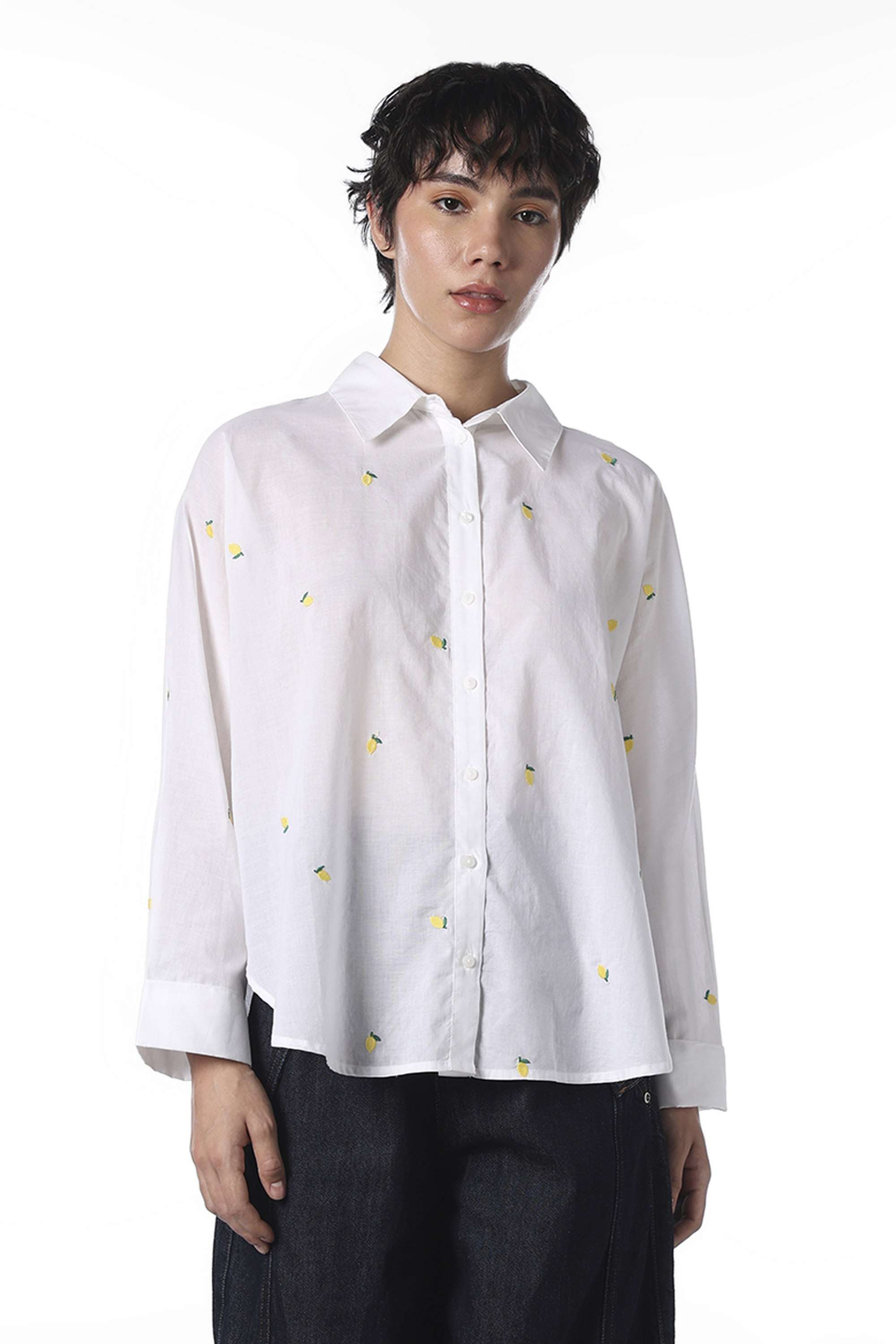 Embroidered-Collared-Cotton-Women-Casual-Wear-Shirt