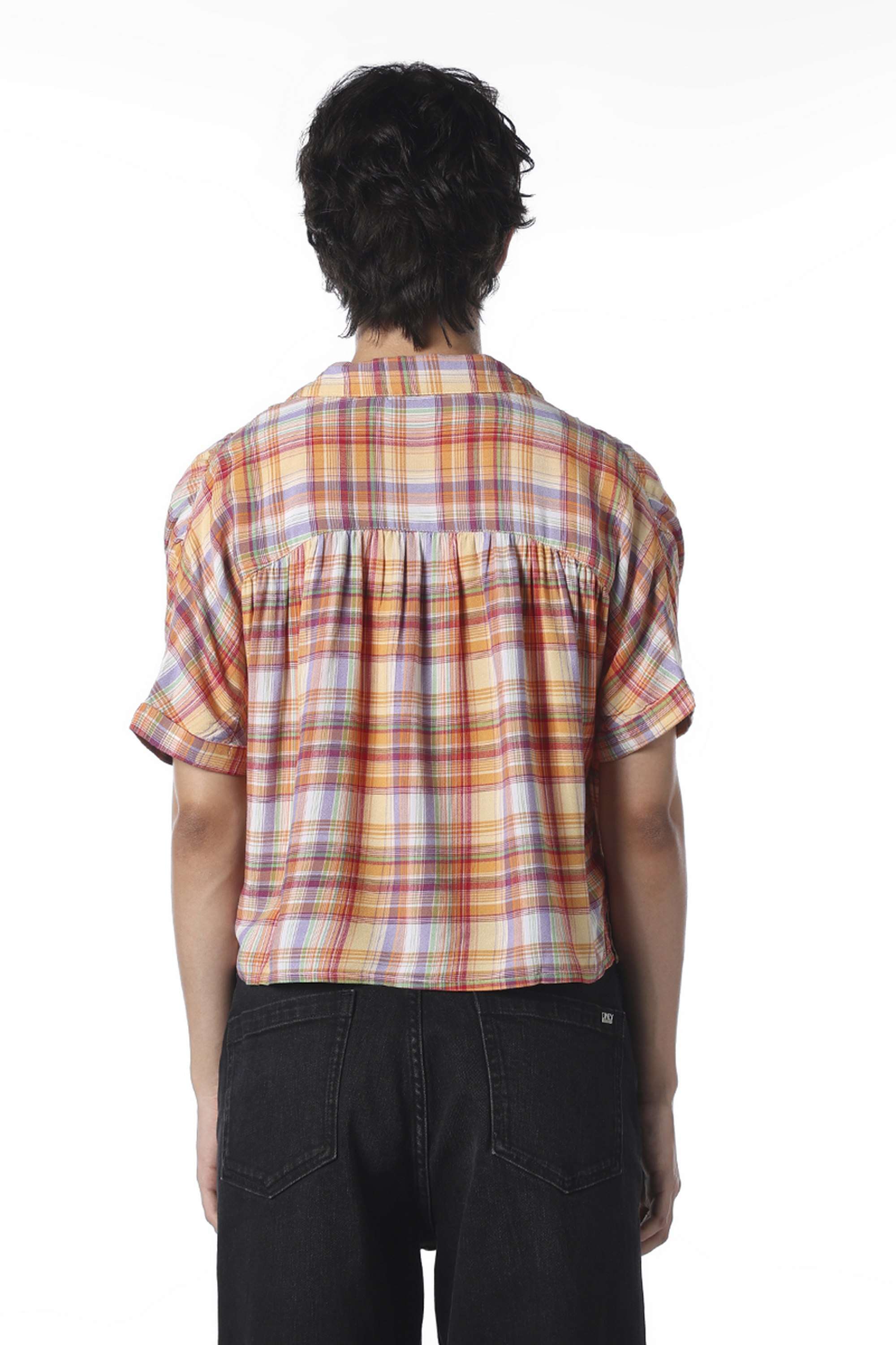 Checks-Collared-Viscose-Women-Casual-Wear-Shirt