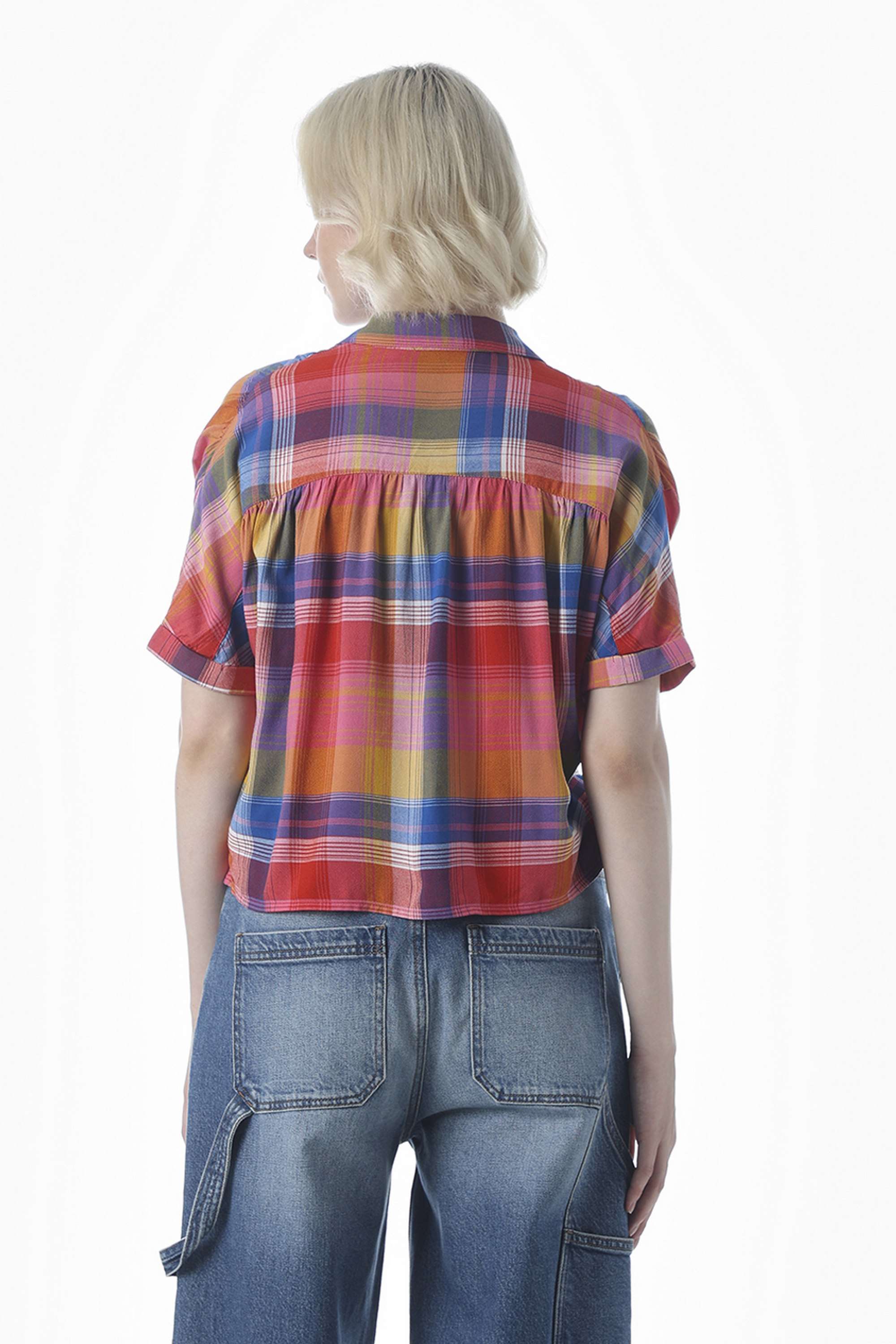 Checks-Collared-Viscose-Women-Casual-Wear-Shirt