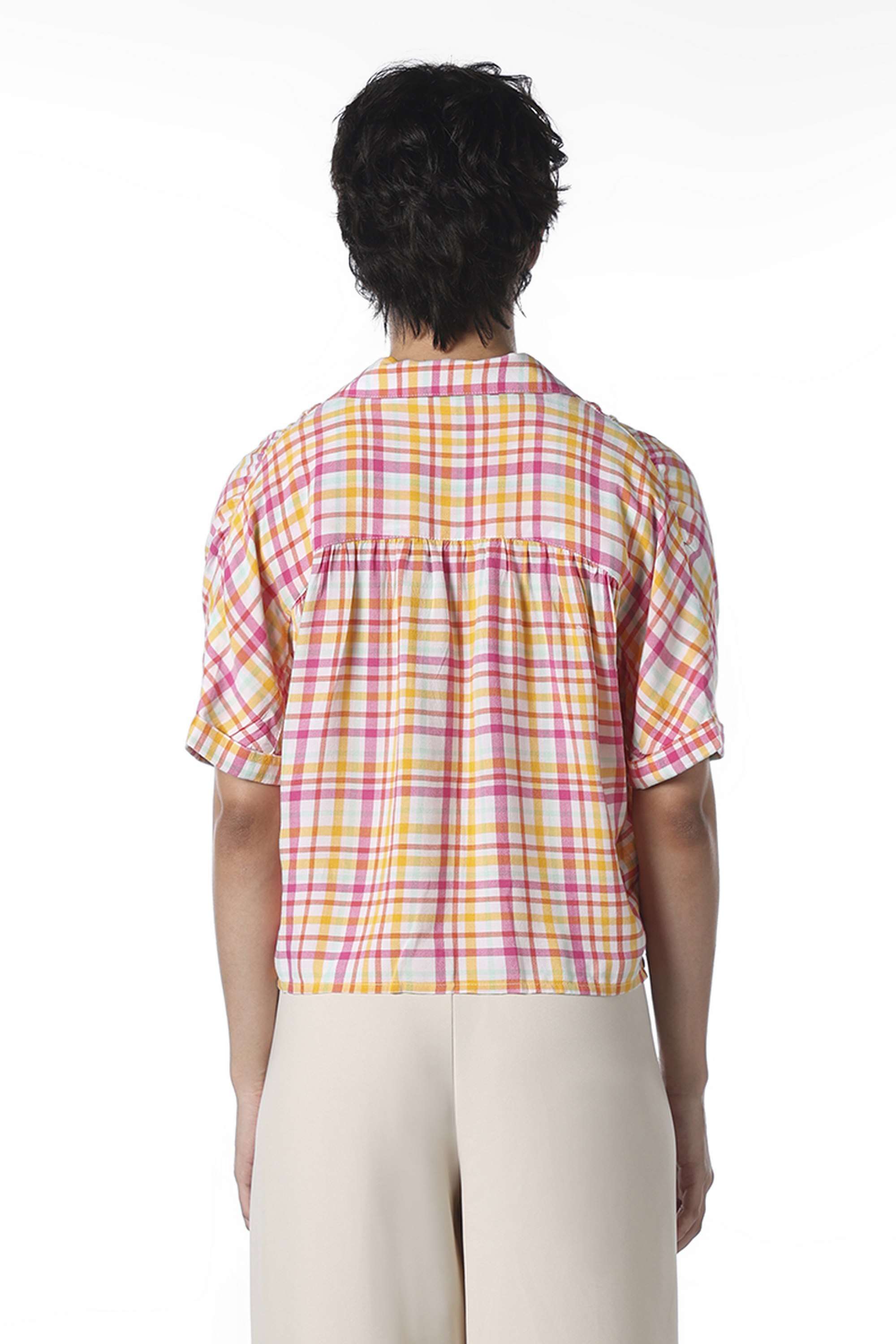 Checks-Collared-Viscose-Women-Casual-Wear-Shirt