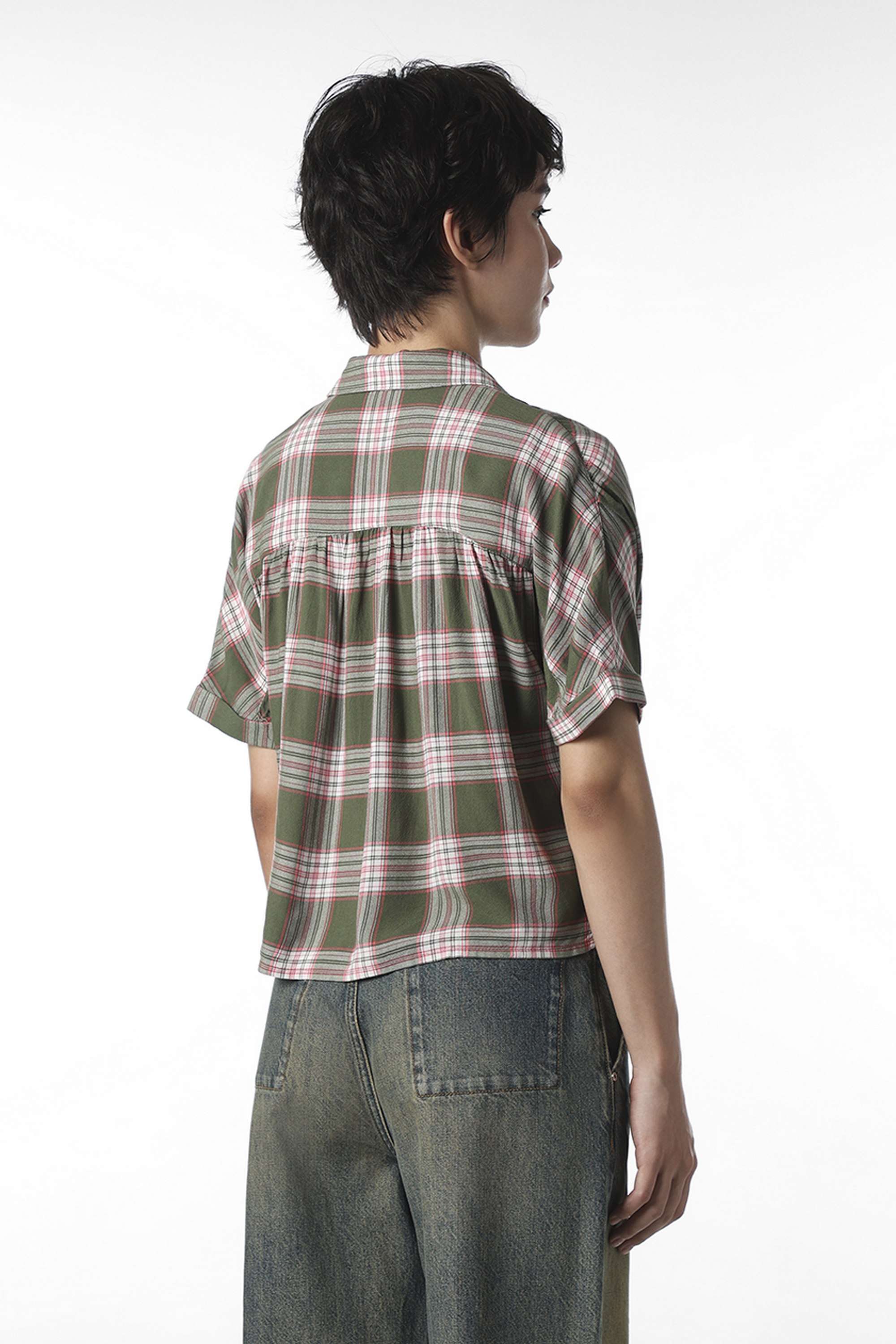 Checks-Collared-Viscose-Women-Casual-Wear-Shirt