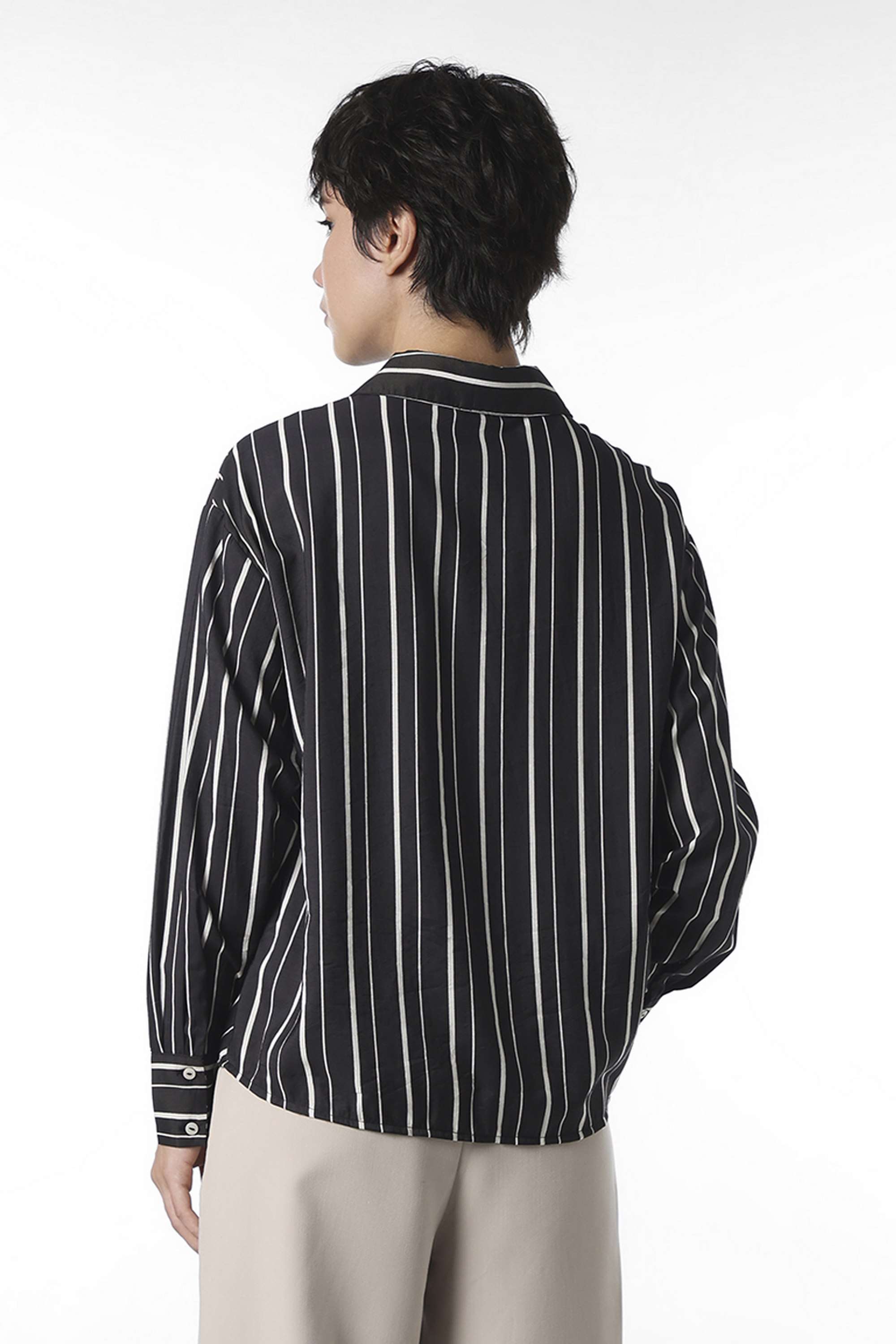 Stripes-Collared-Viscose-Women-Casual-Wear-Shirt