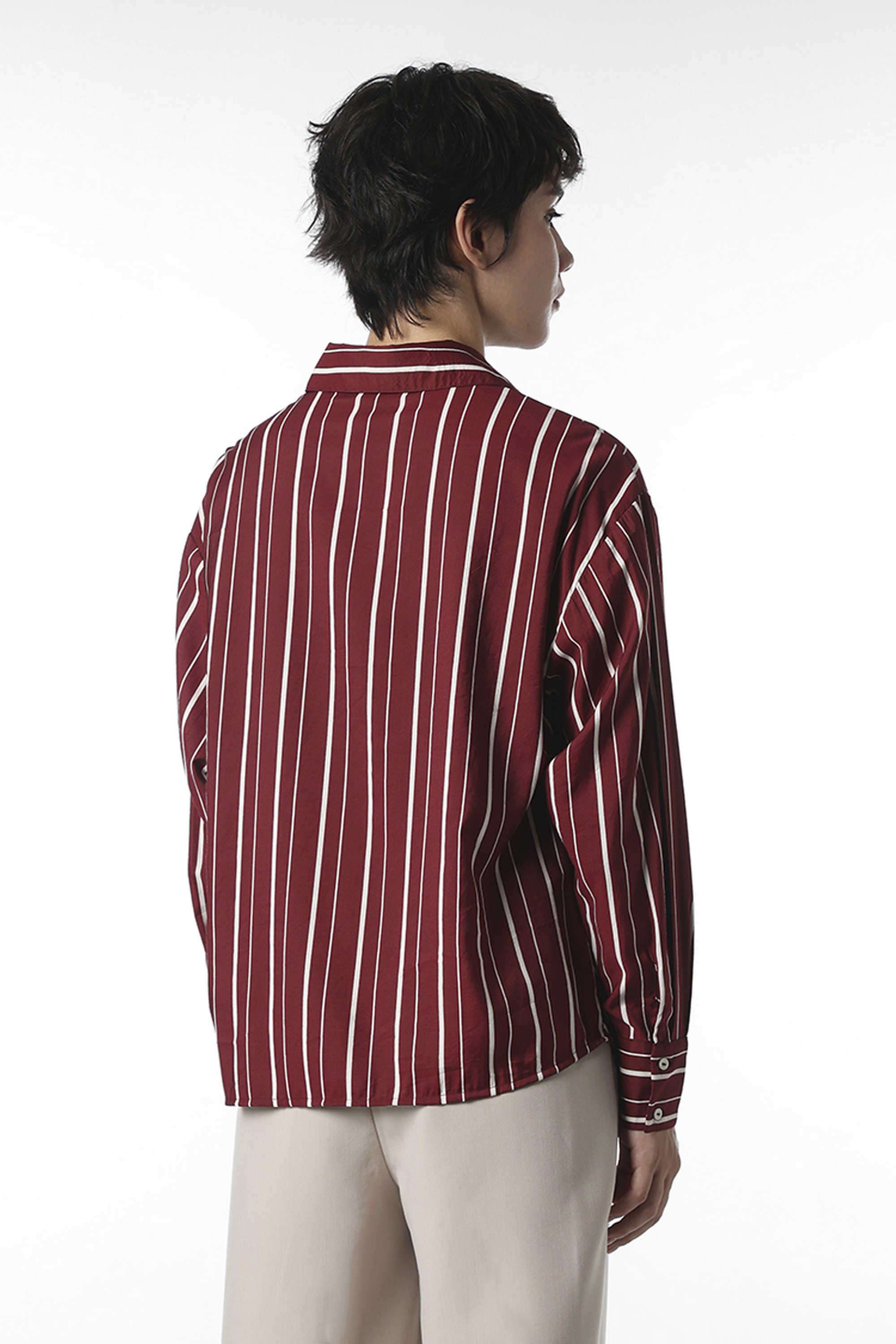 Stripes-Viscose-Collared-Women-s-Shirt