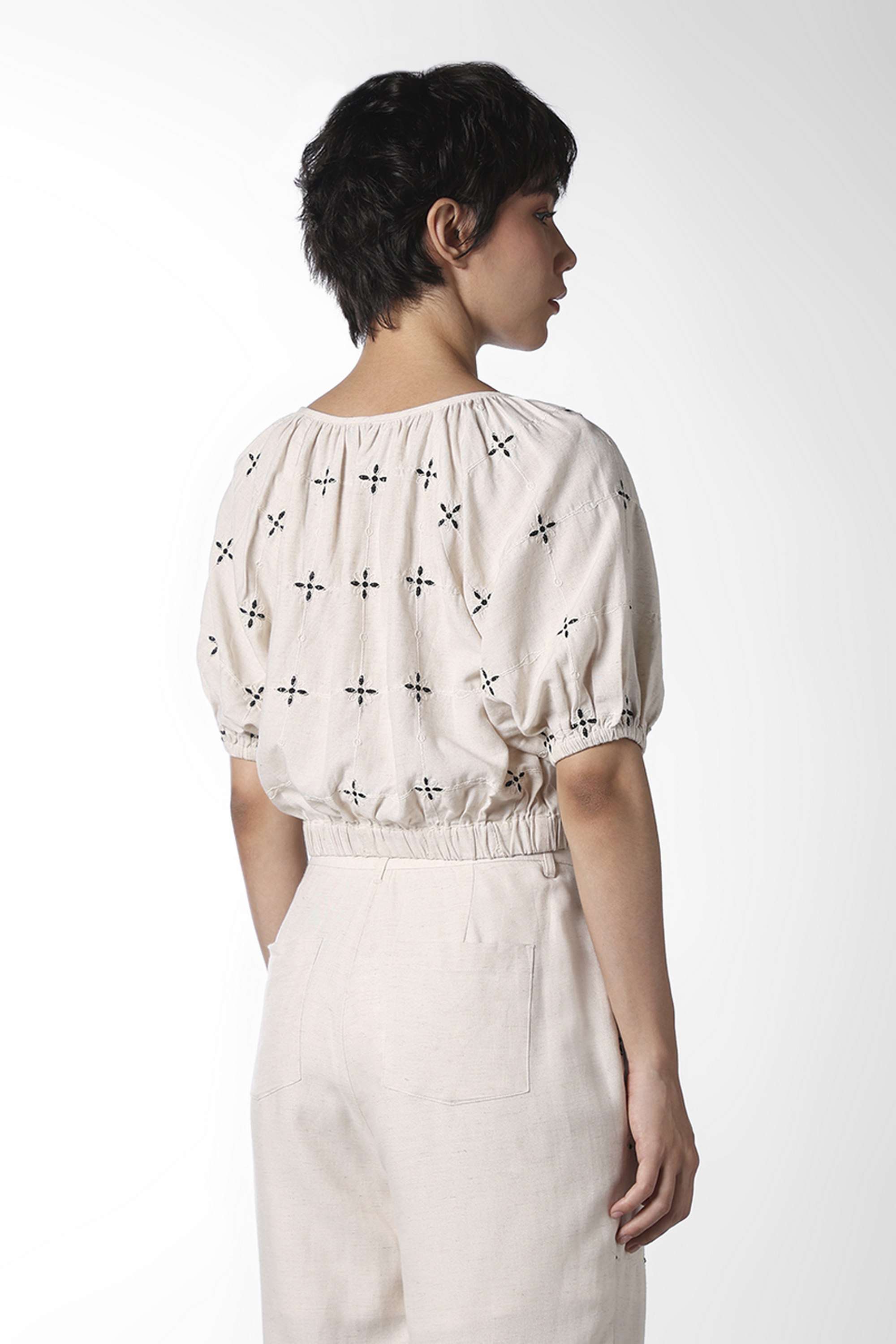 Embroidered-Round-Neck-Viscose-Women-Casual-Wear-Top