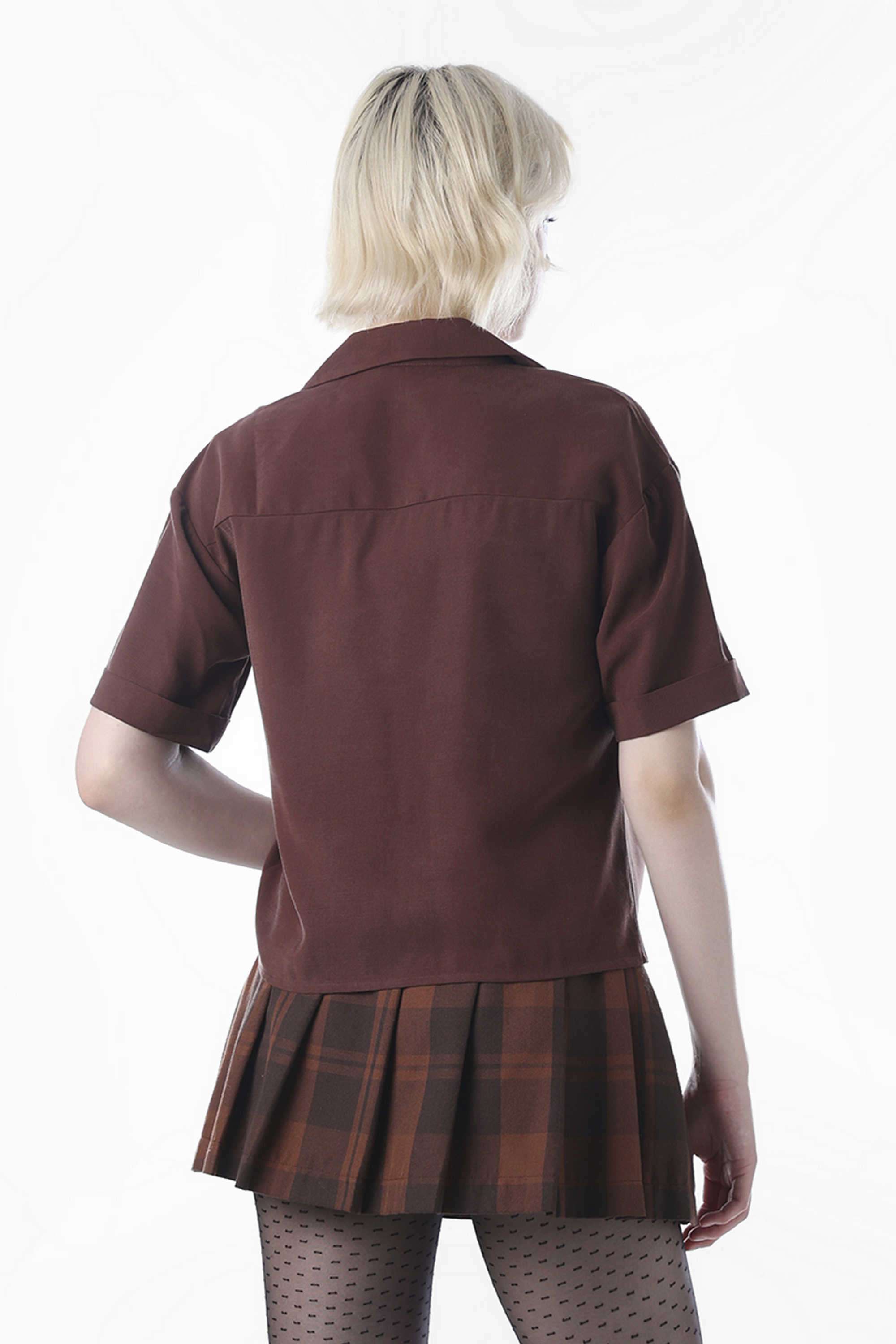 Solid-Rayon-Collared-Women-s-Shirt