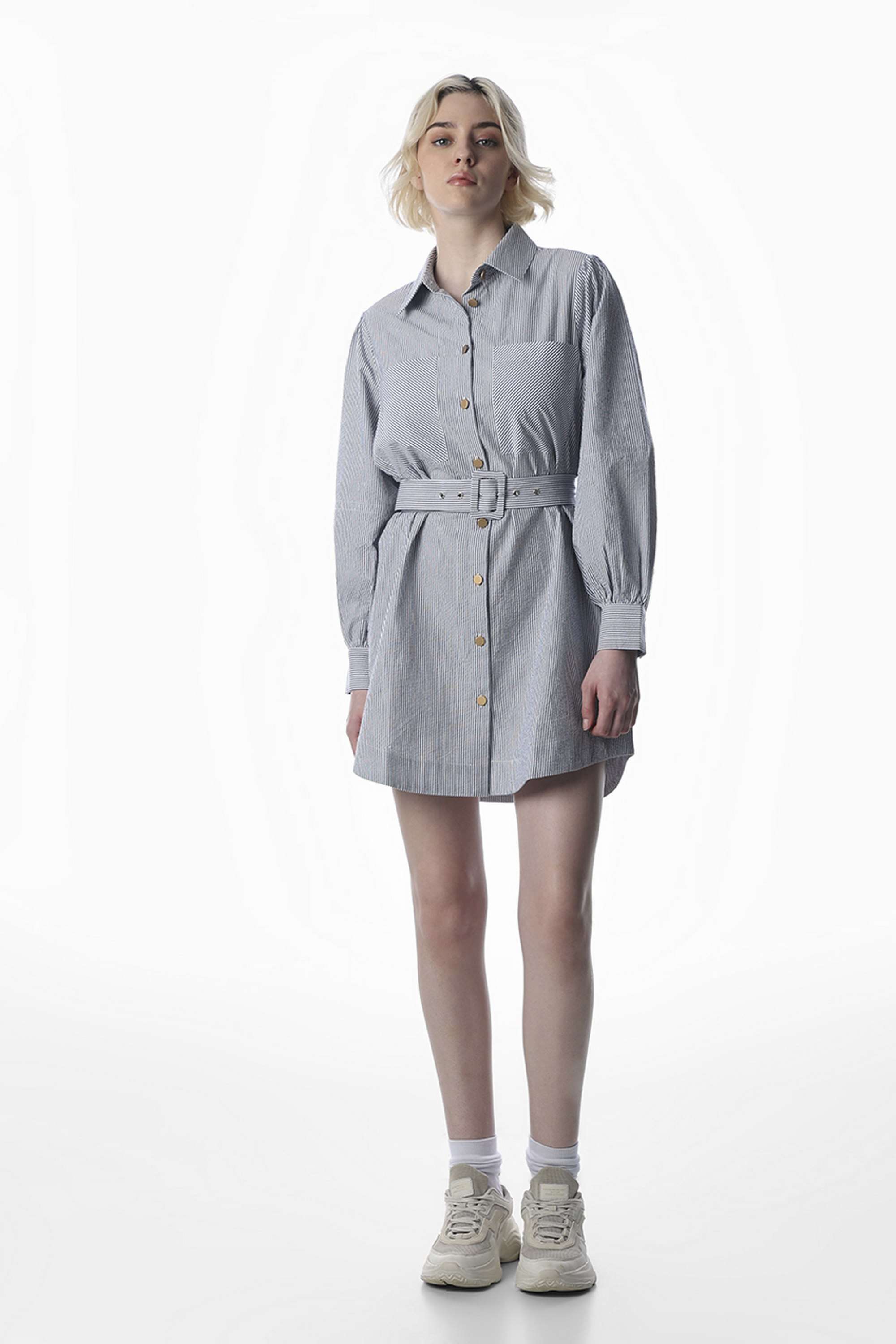 Stripes-Collared-Cotton-Women-s-Dress