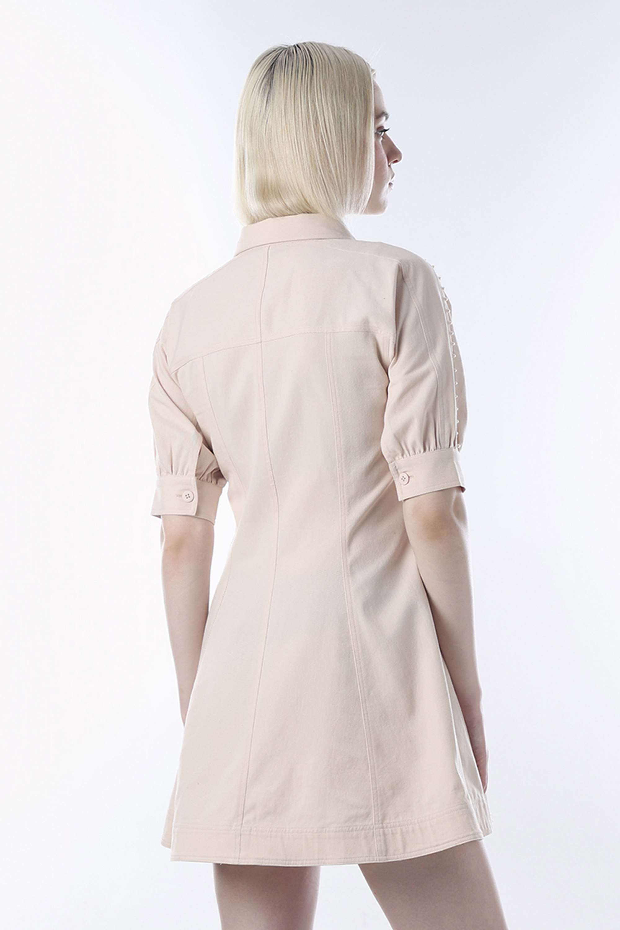 Embellished-Collared-Half-Sleeves-Cotton-Women-Dress