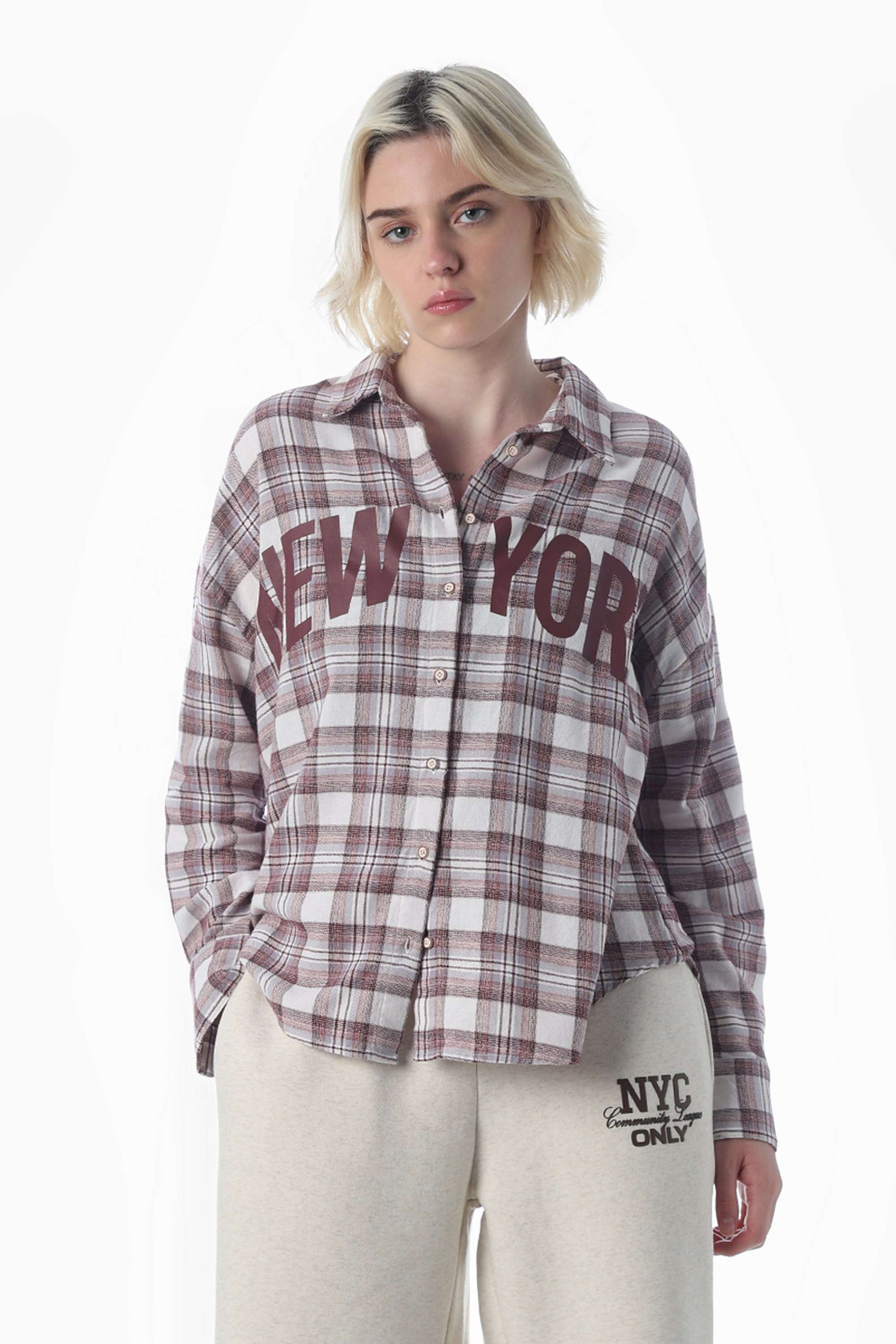 Checks-Collared-Cotton-Women-Casual-Wear-Shirt
