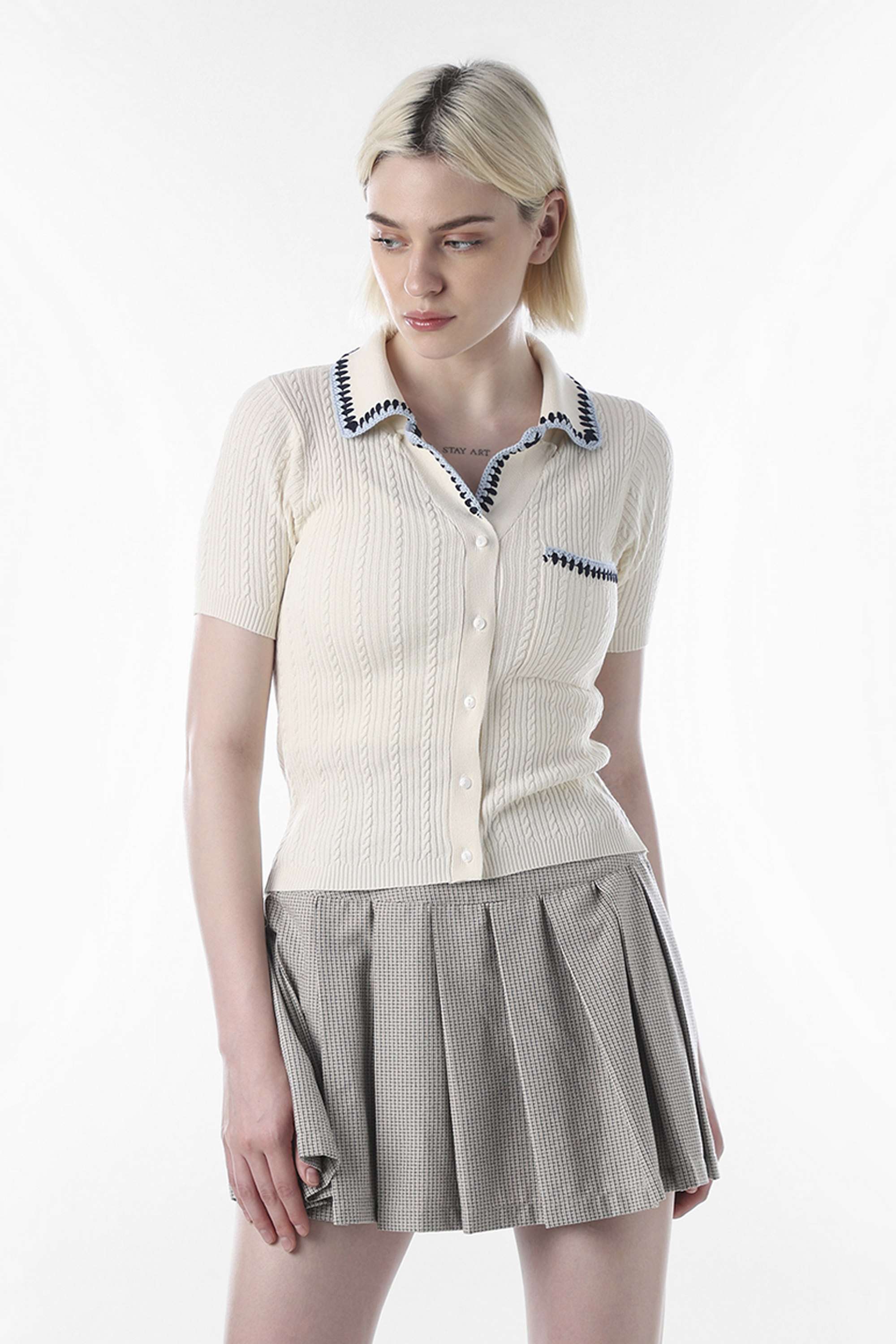 Embroidered-Collared-Viscose-Women-Casual-Wear-T-Shirt