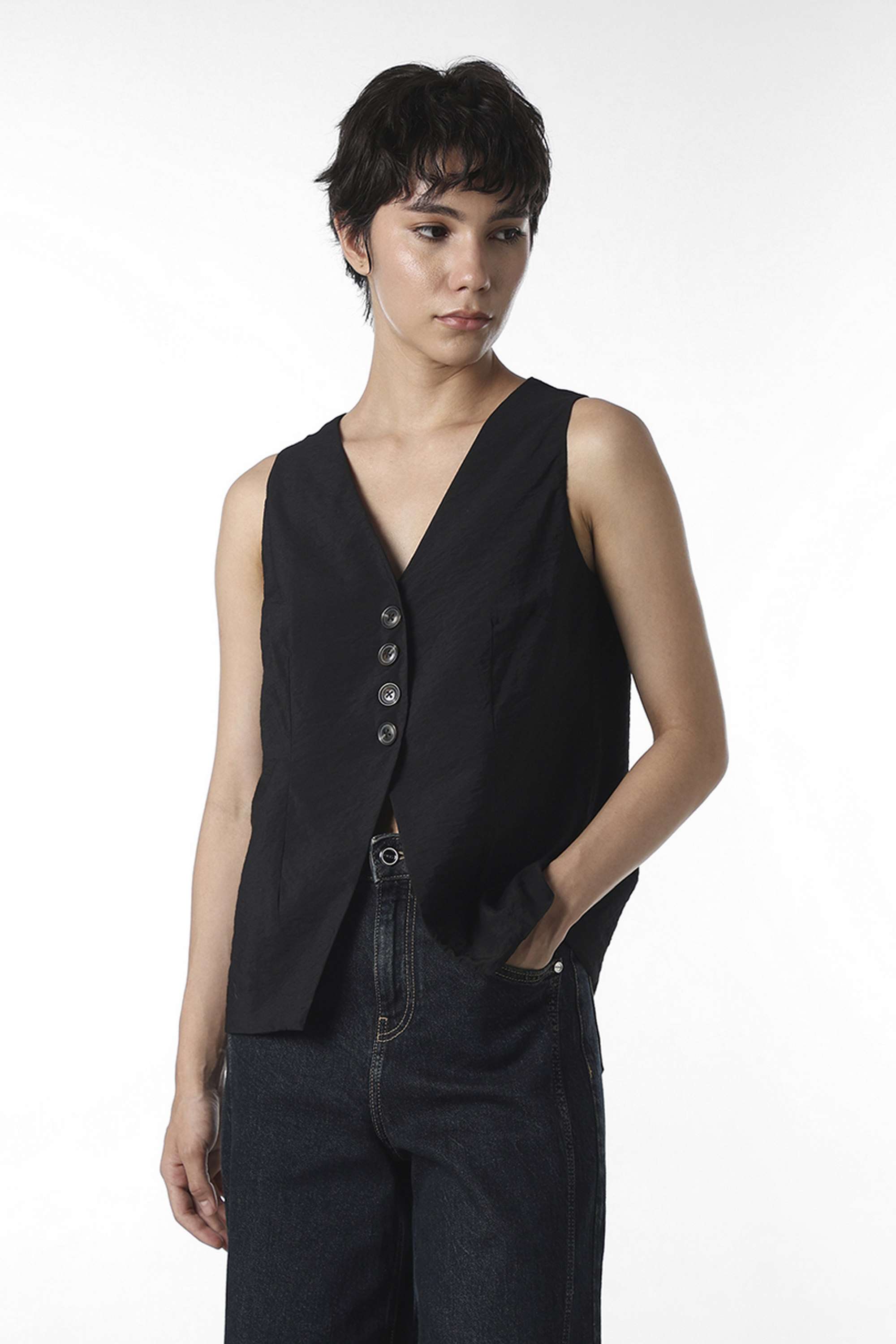 Solid-V-Neck-Viscose-Women-Casual-Wear-Top