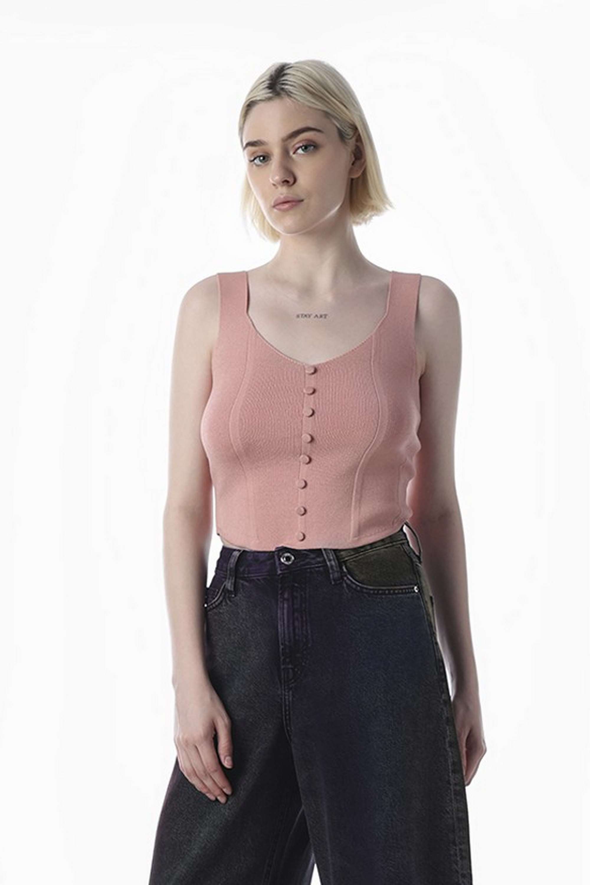 Solid-Scoop-Neck-Viscose-Women-Casual-Wear-Tank-Top