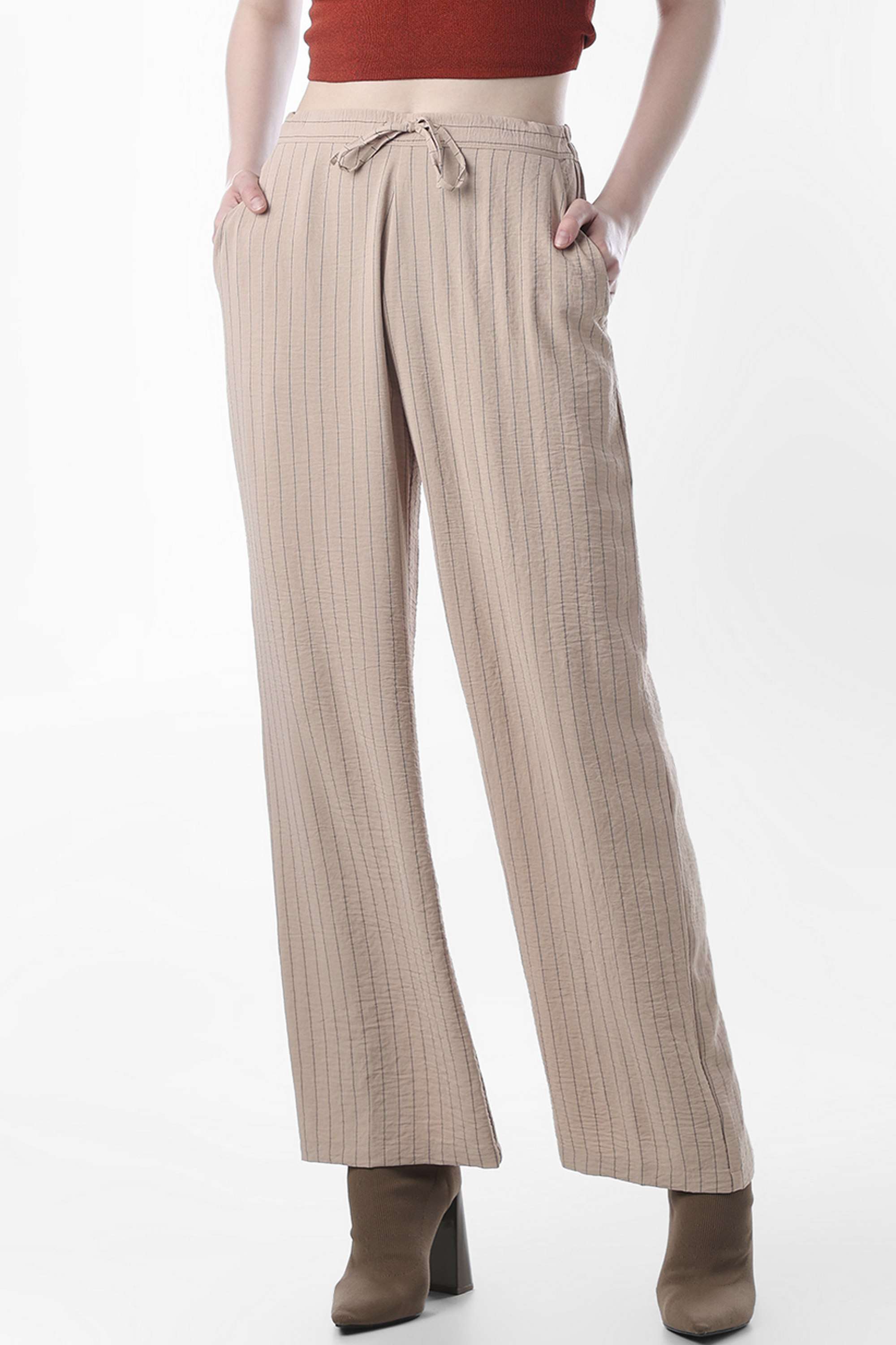 Stripes-Regular-Fit-Polyester-Women-Casual-Wear-Pants