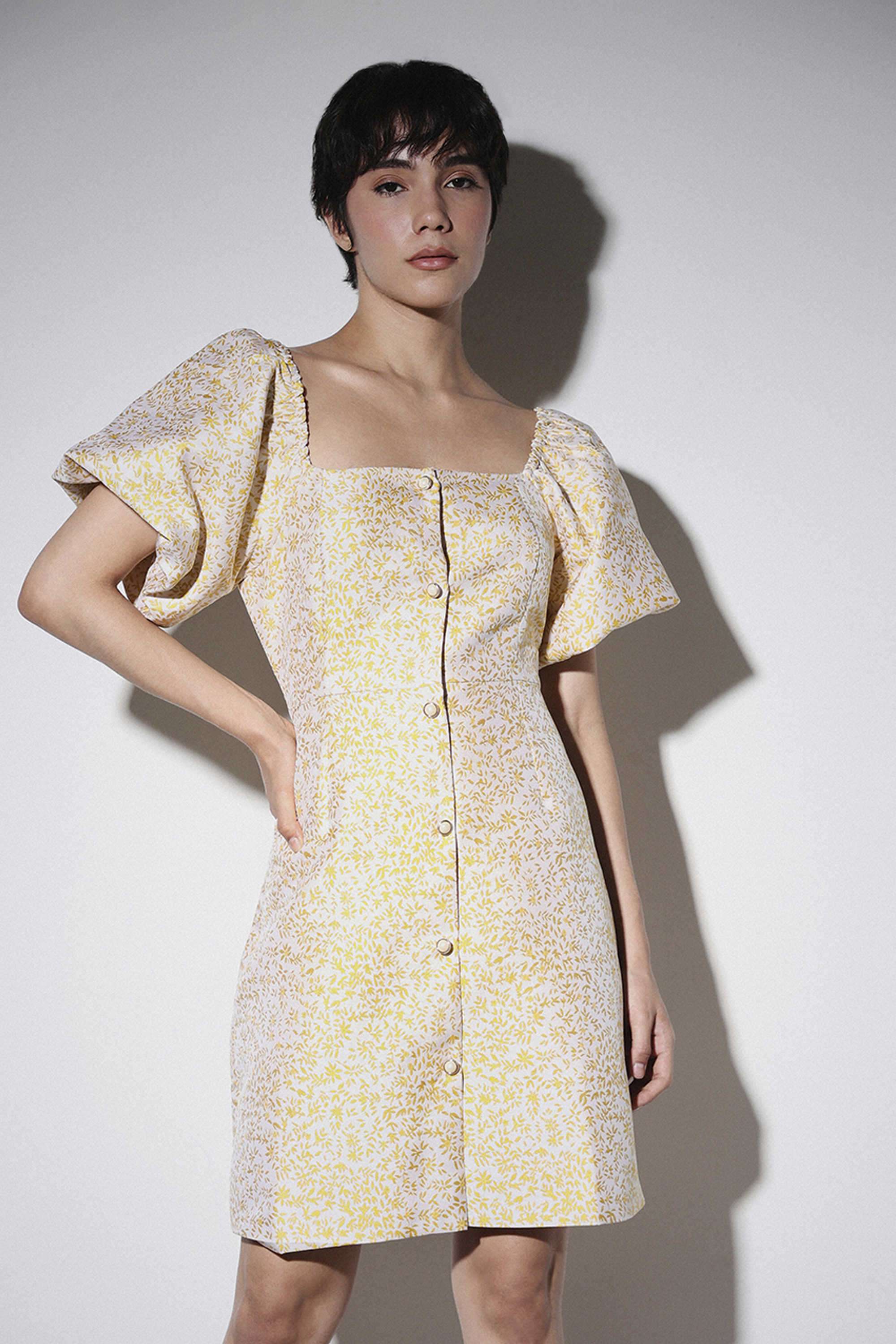 Printed-Polyester-Square-Neck-Women-s-Dress