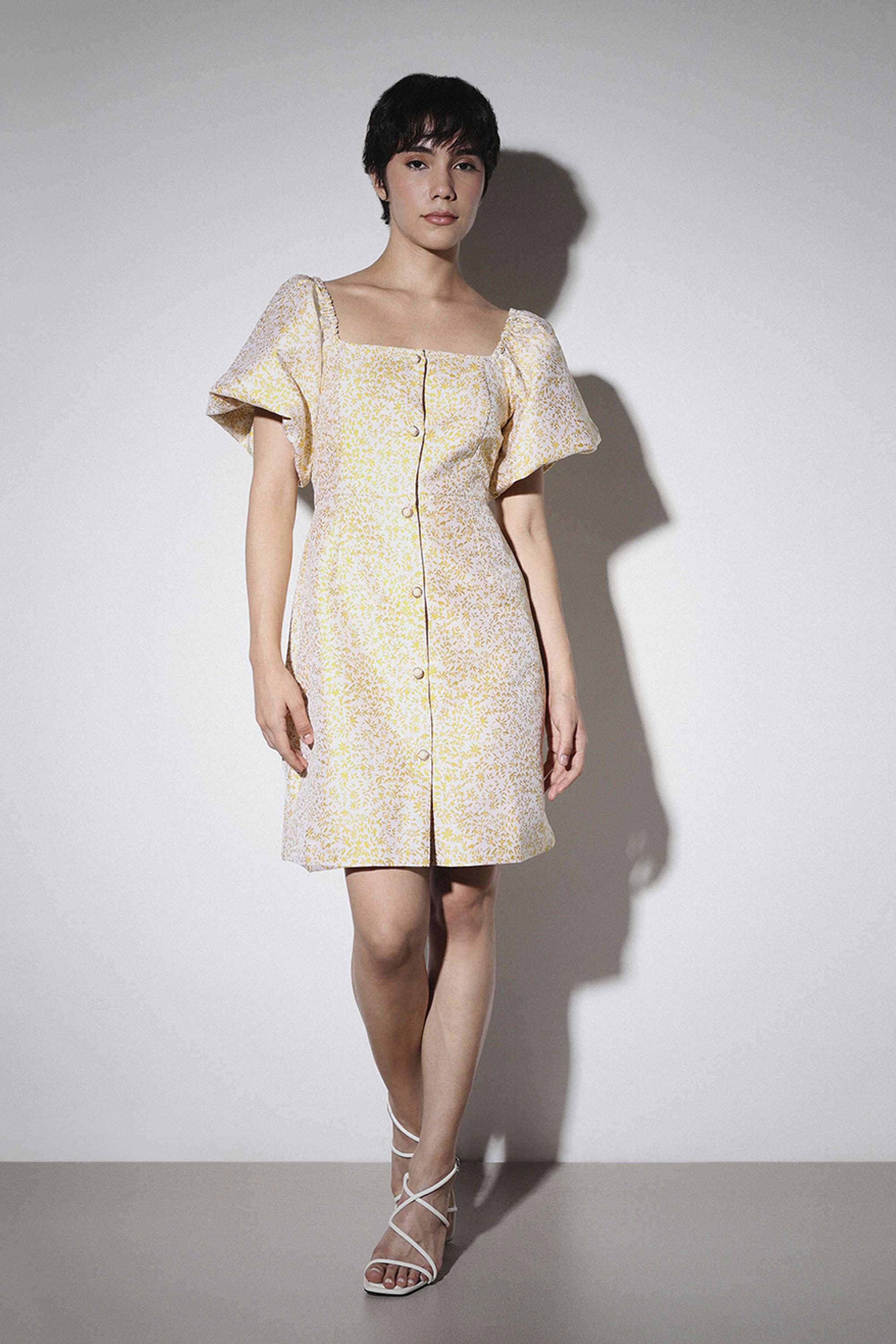 Printed-Polyester-Square-Neck-Women-s-Dress