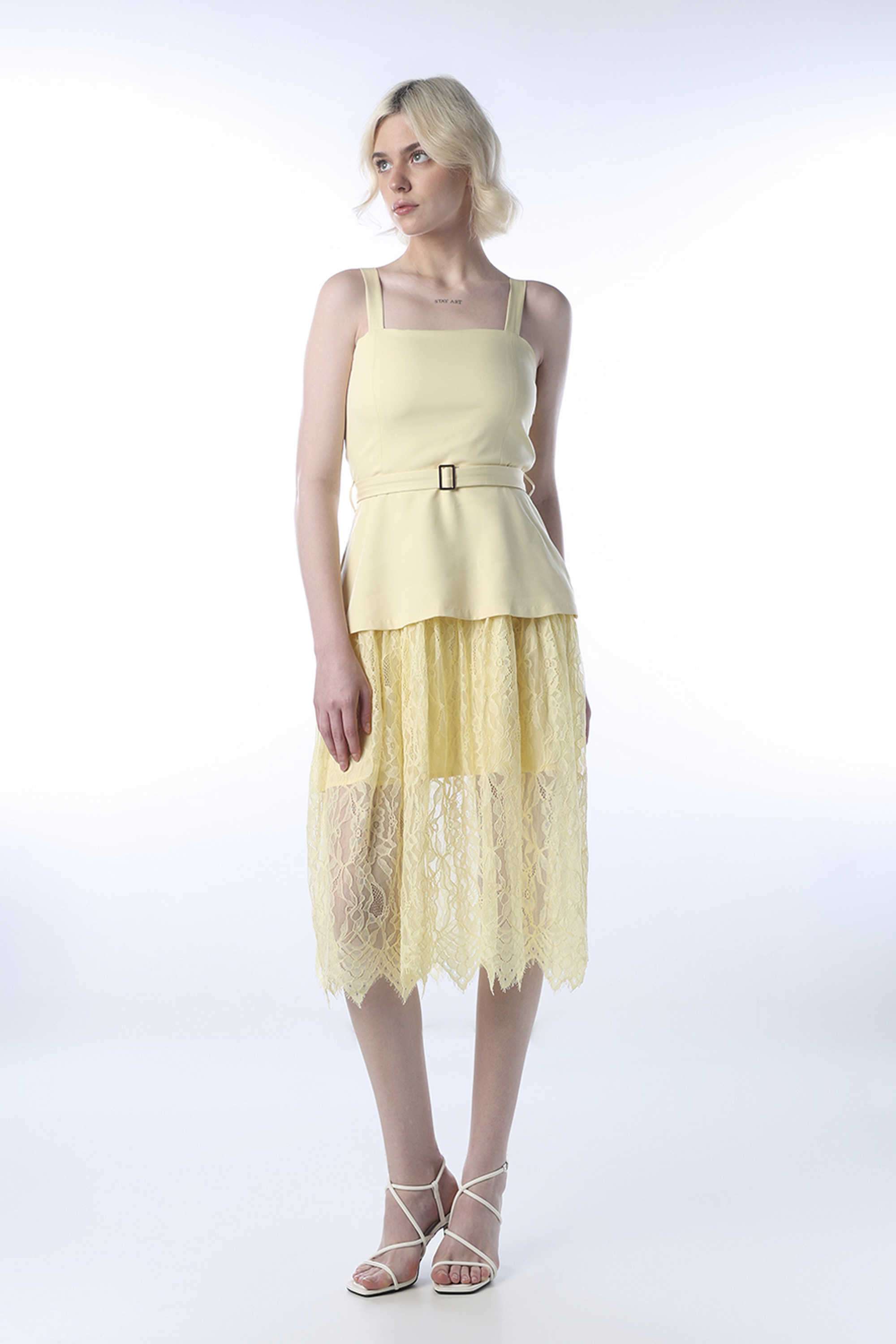 Solid-Polyester-Square-Neck-Women-s-Dress