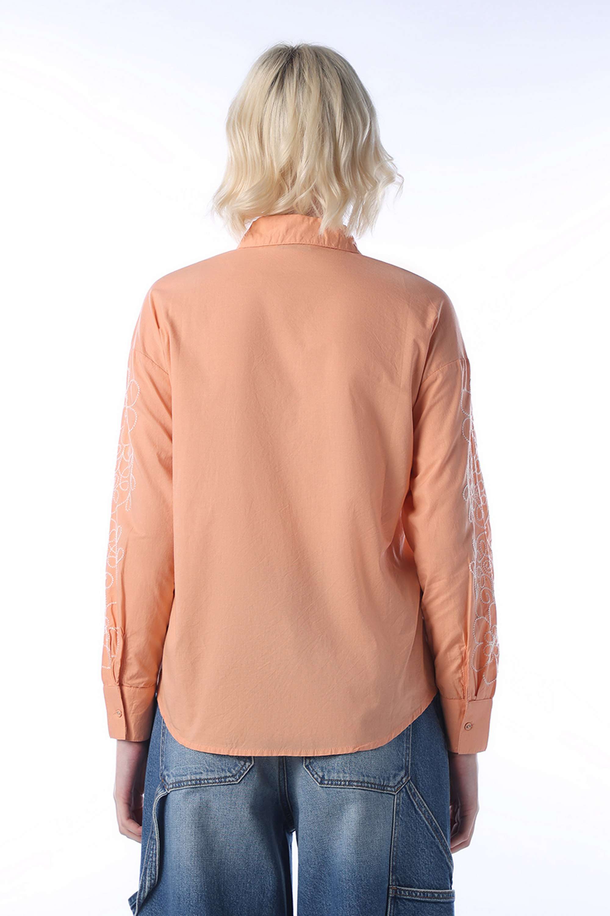 Embroidered-Collared-Cotton-Women-Casual-Wear-Shirt
