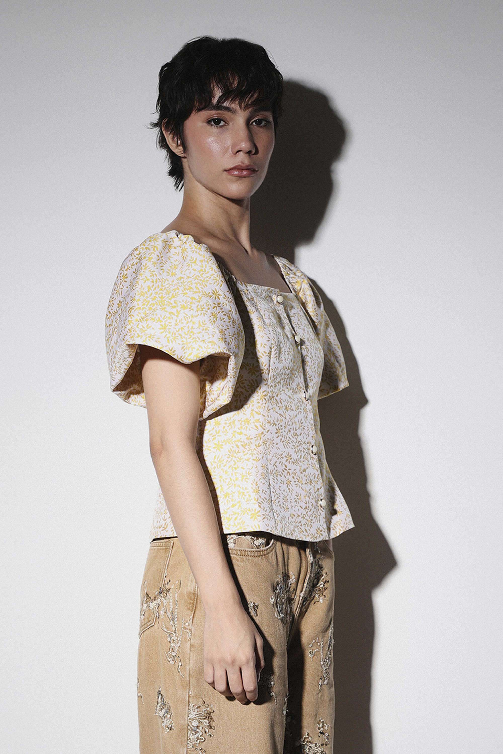 Printed-Polyester-Square-Neck-Women-s-Top