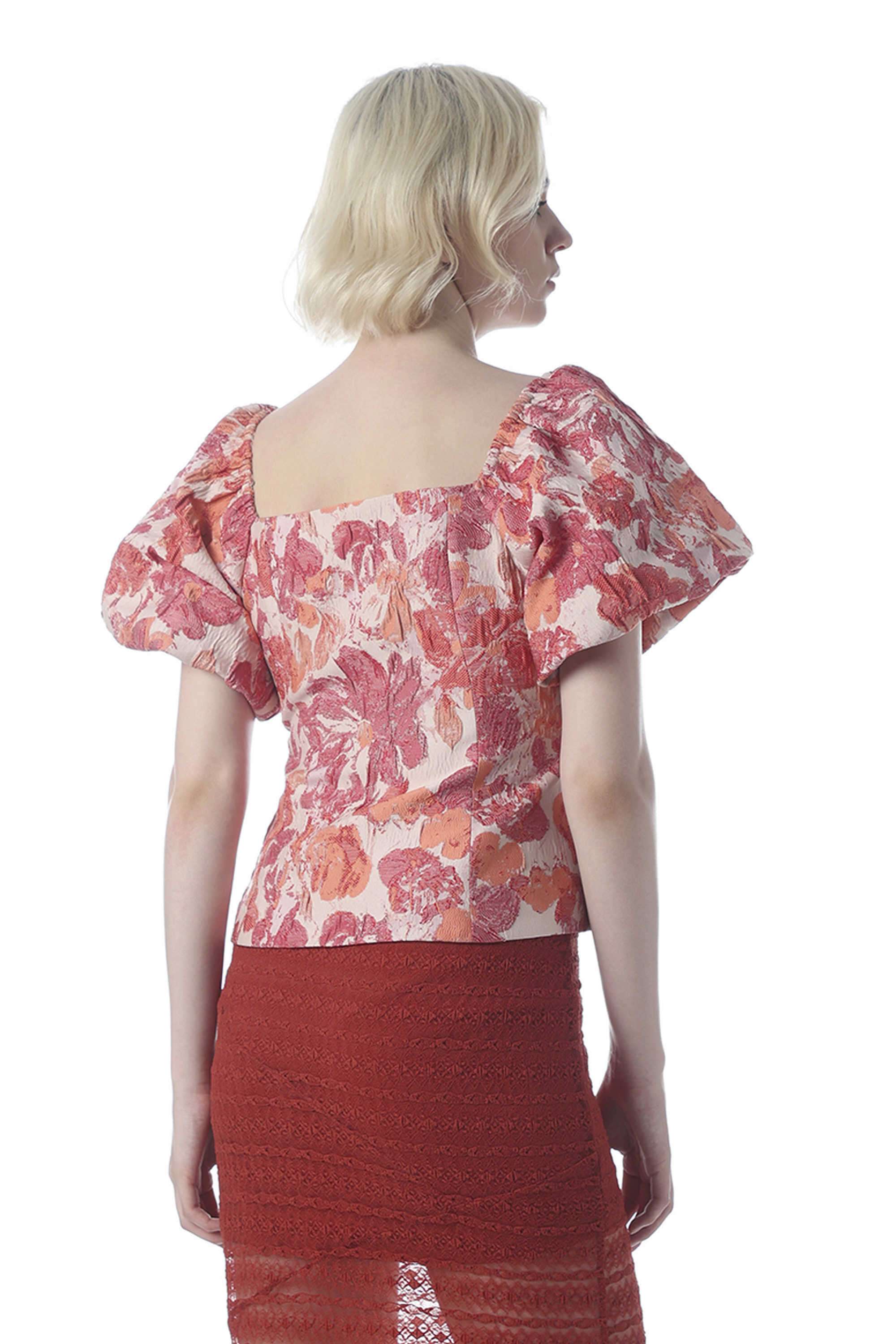 Abstract-Polyester-Square-Neck-Women-s-Top