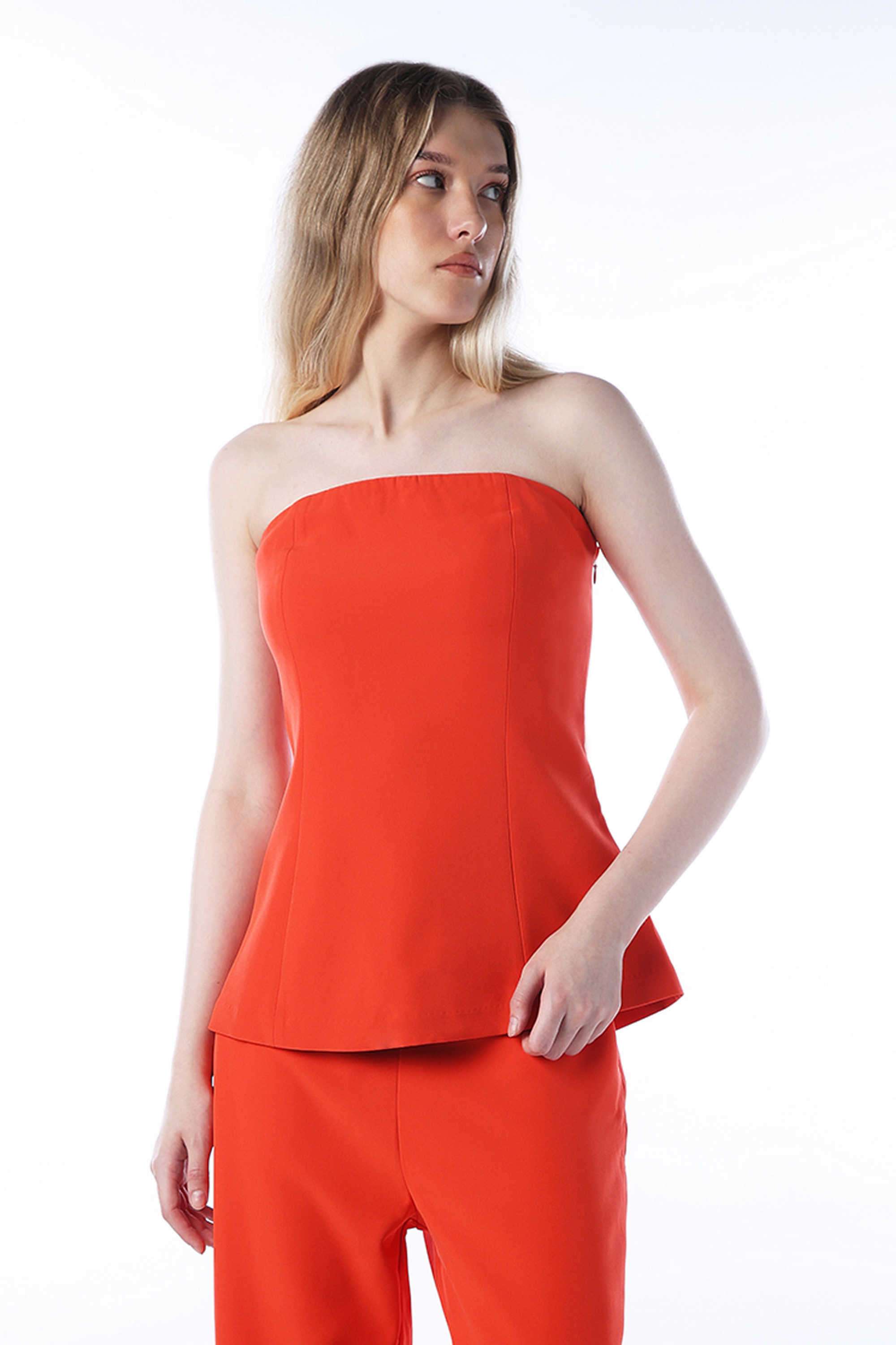 Solid-Polyester-Off-Shoulder-Women-s-Top