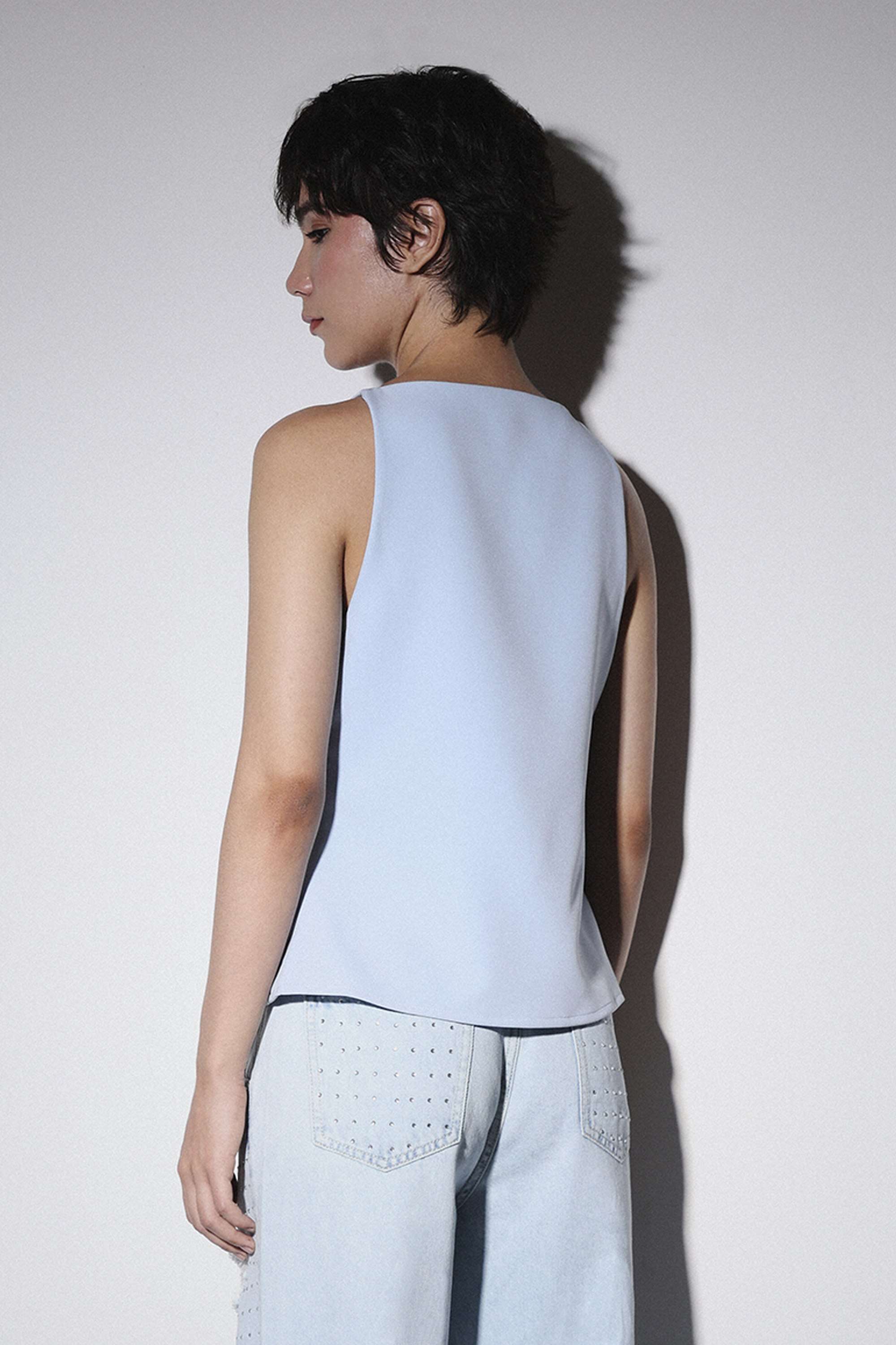 Embellished-Square-Neck-Polyester-Women-Party-Wear-Tank-Top