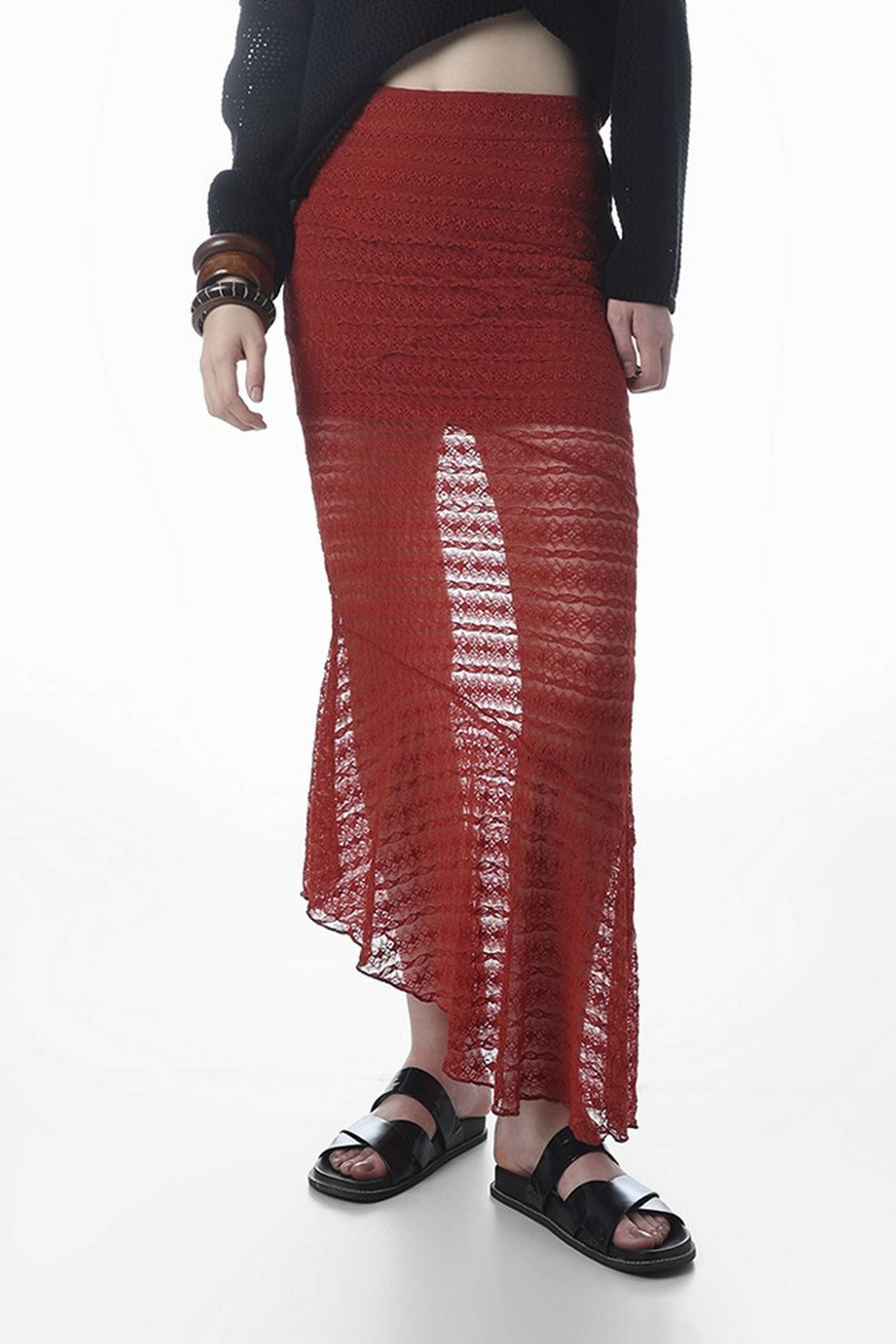Regular-Fit-Calf-Length-Nylon-Women-Casual-Wear-Skirts