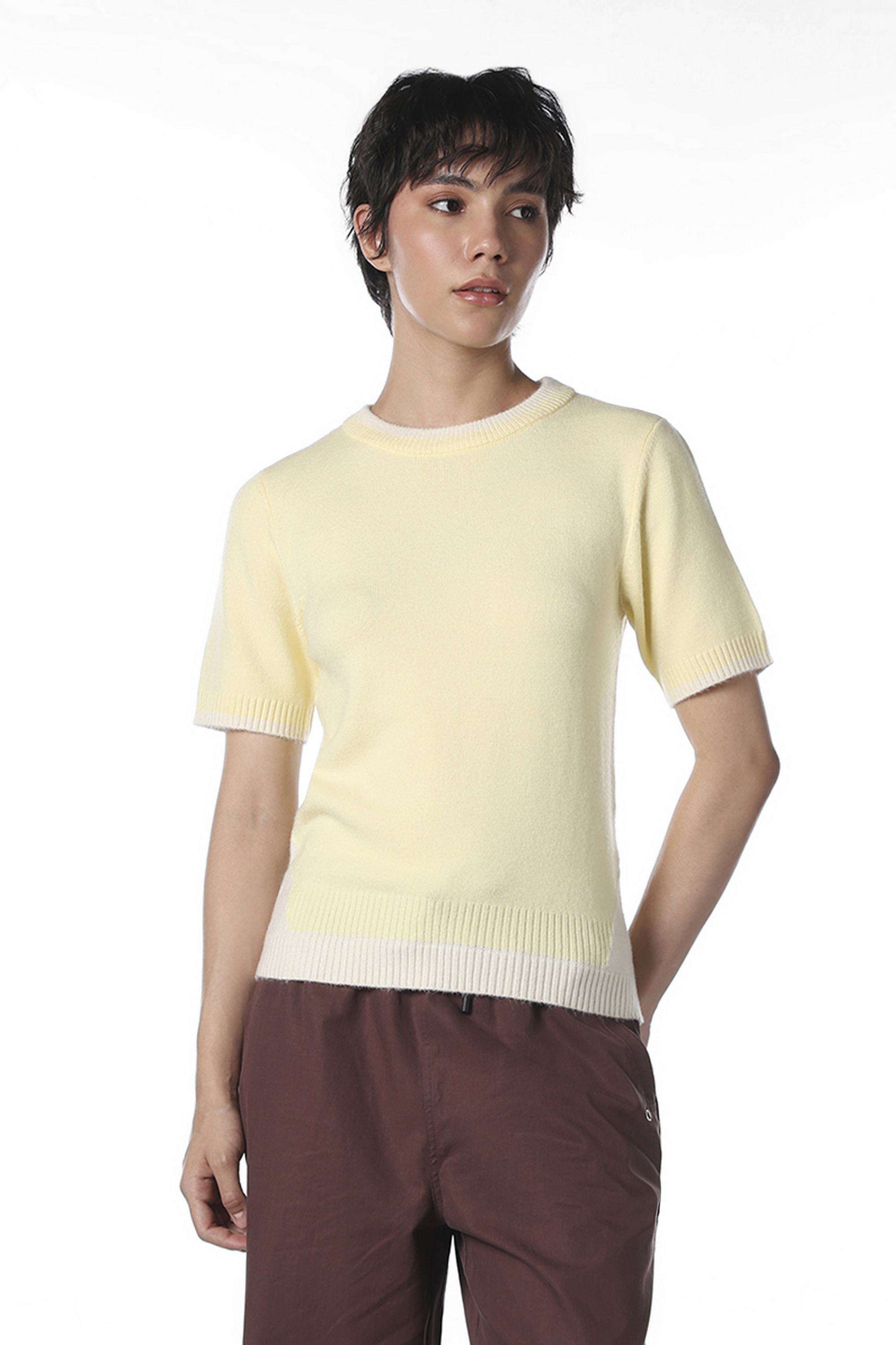 Solid-Viscose-Round-Neck-Women-s-T-Shirt