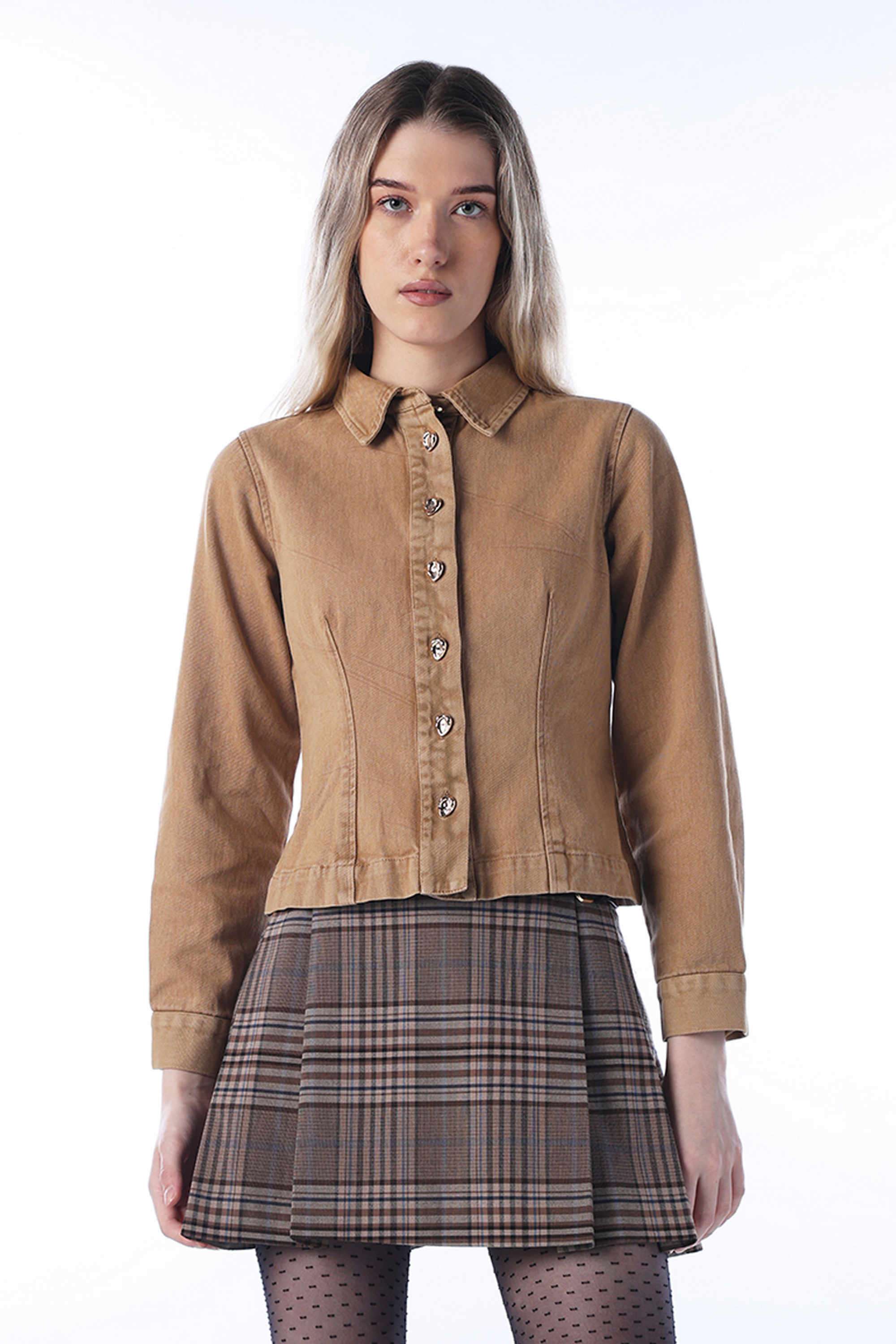 Solid-Collared-Cotton-Women-s-Casual-Wear-Jacket