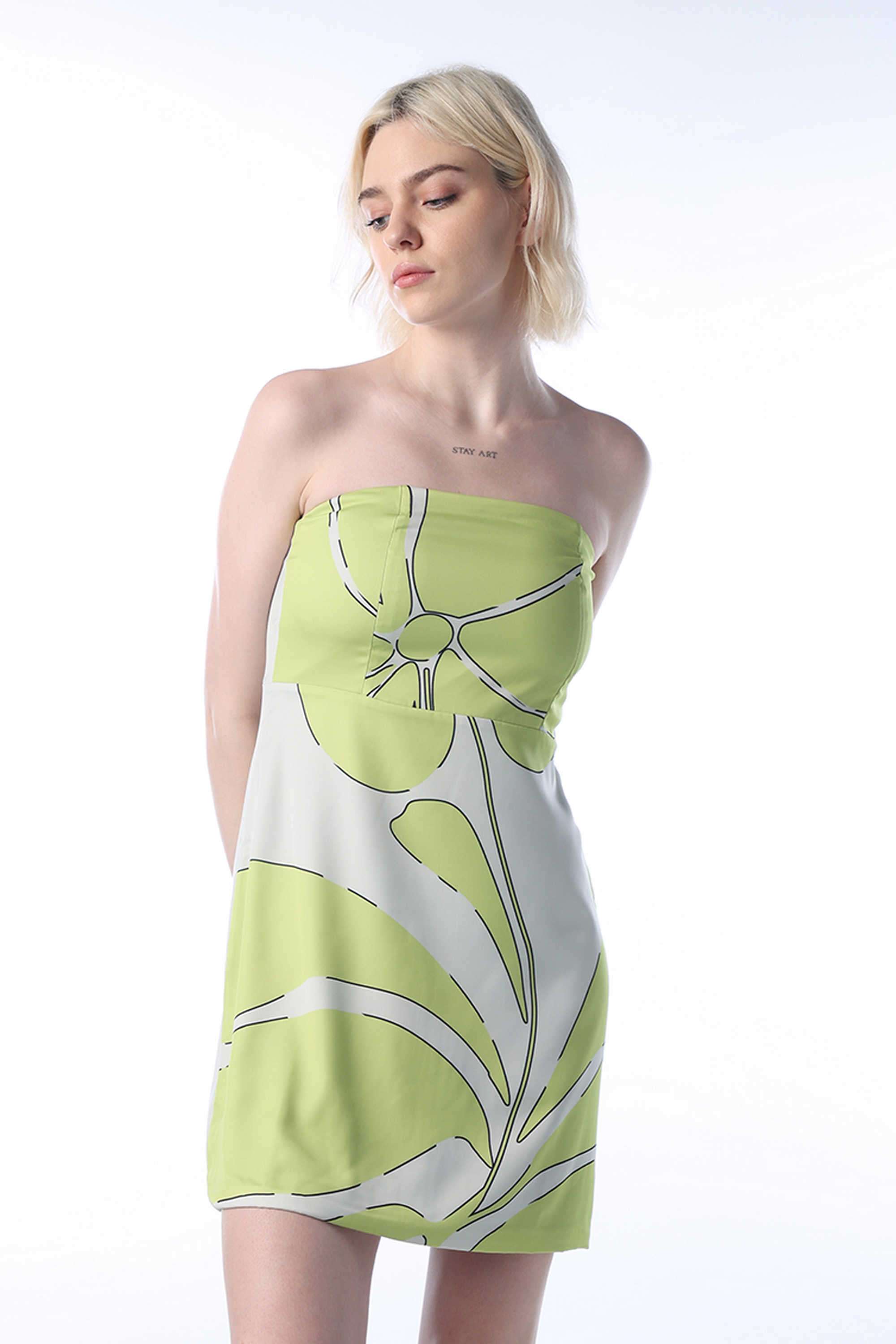 Abstract-Polyester-Off-Shoulder-Women-s-Dress