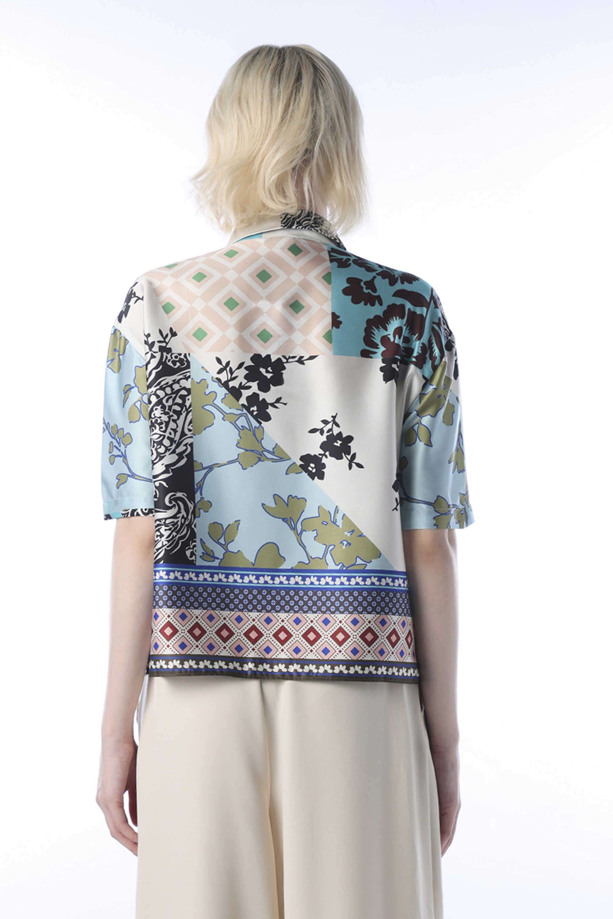 Floral-Polyester-Collared-Women-s-Shirt