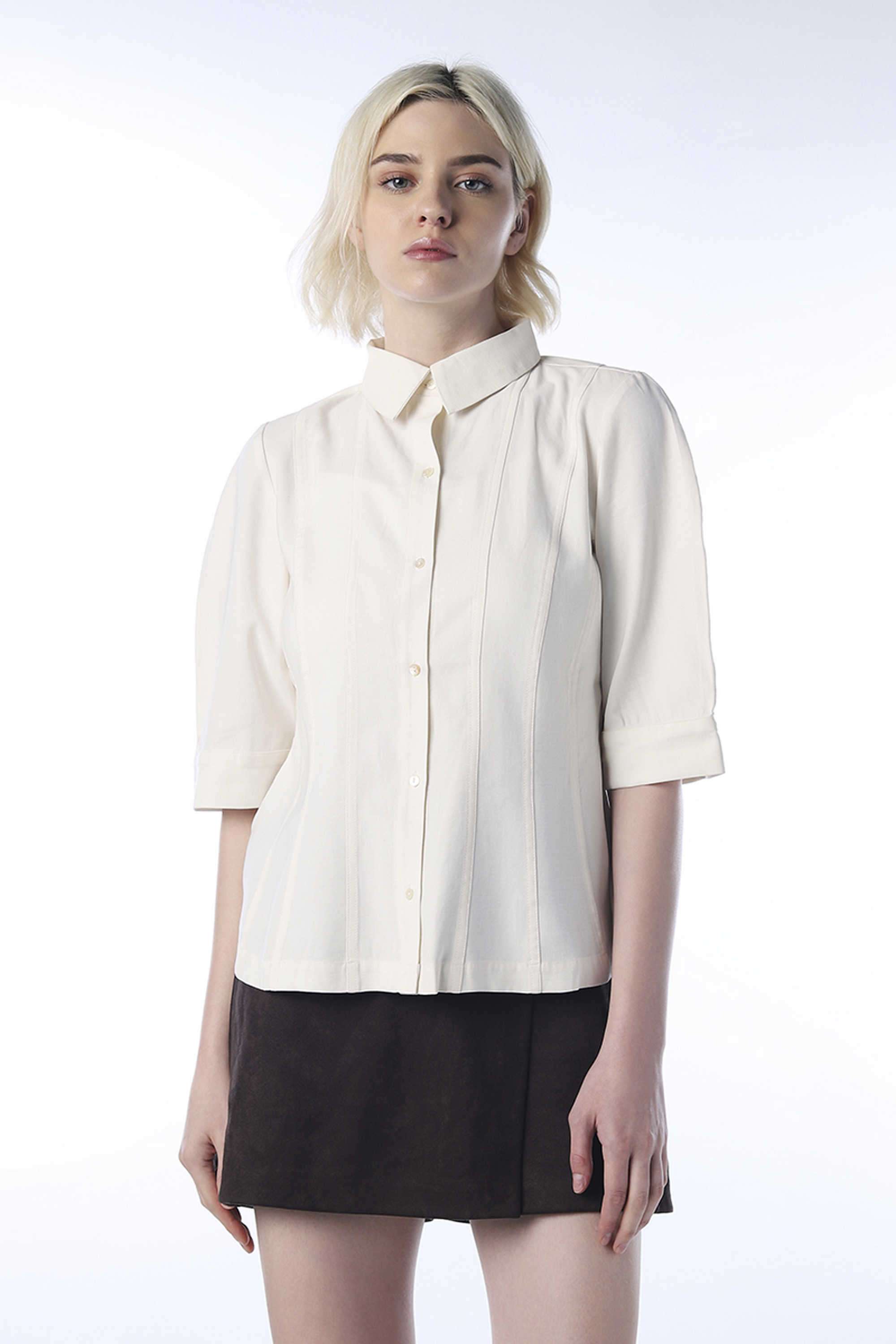 Solid-Viscose-Collared-Women-s-Shirt
