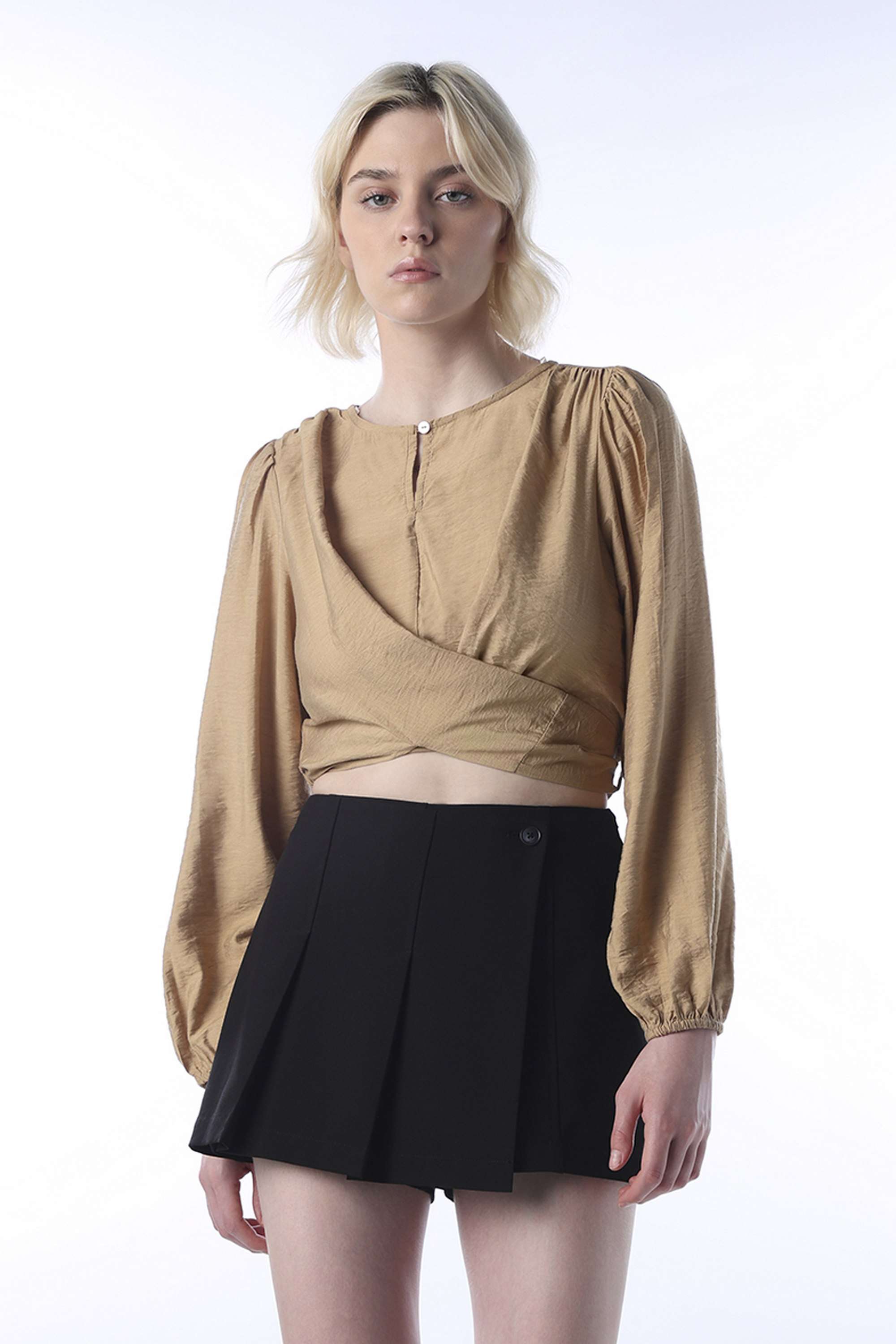 Solid-Round-Neck-Viscose-Women-Casual-Wear-Top