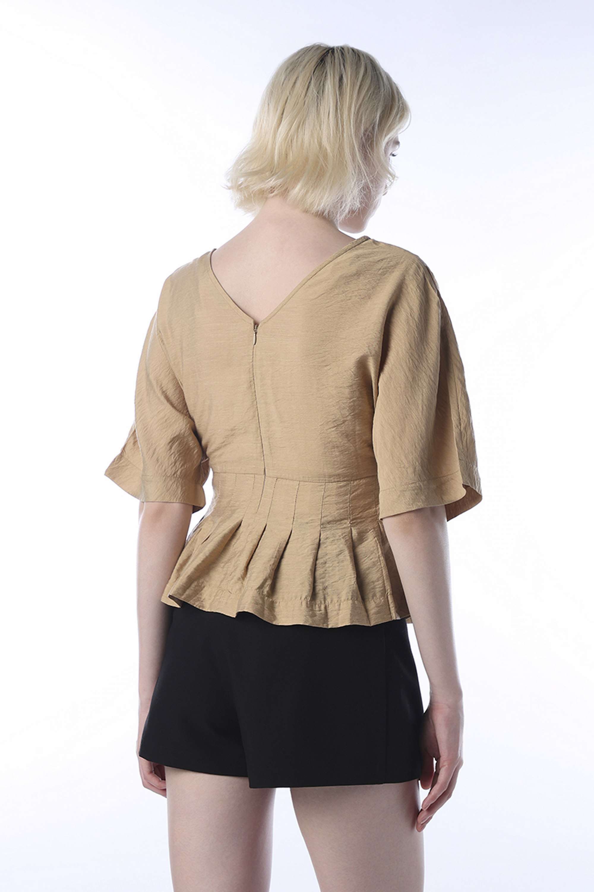 Solid-V-Neck-Viscose-Women-Casual-Wear-Top