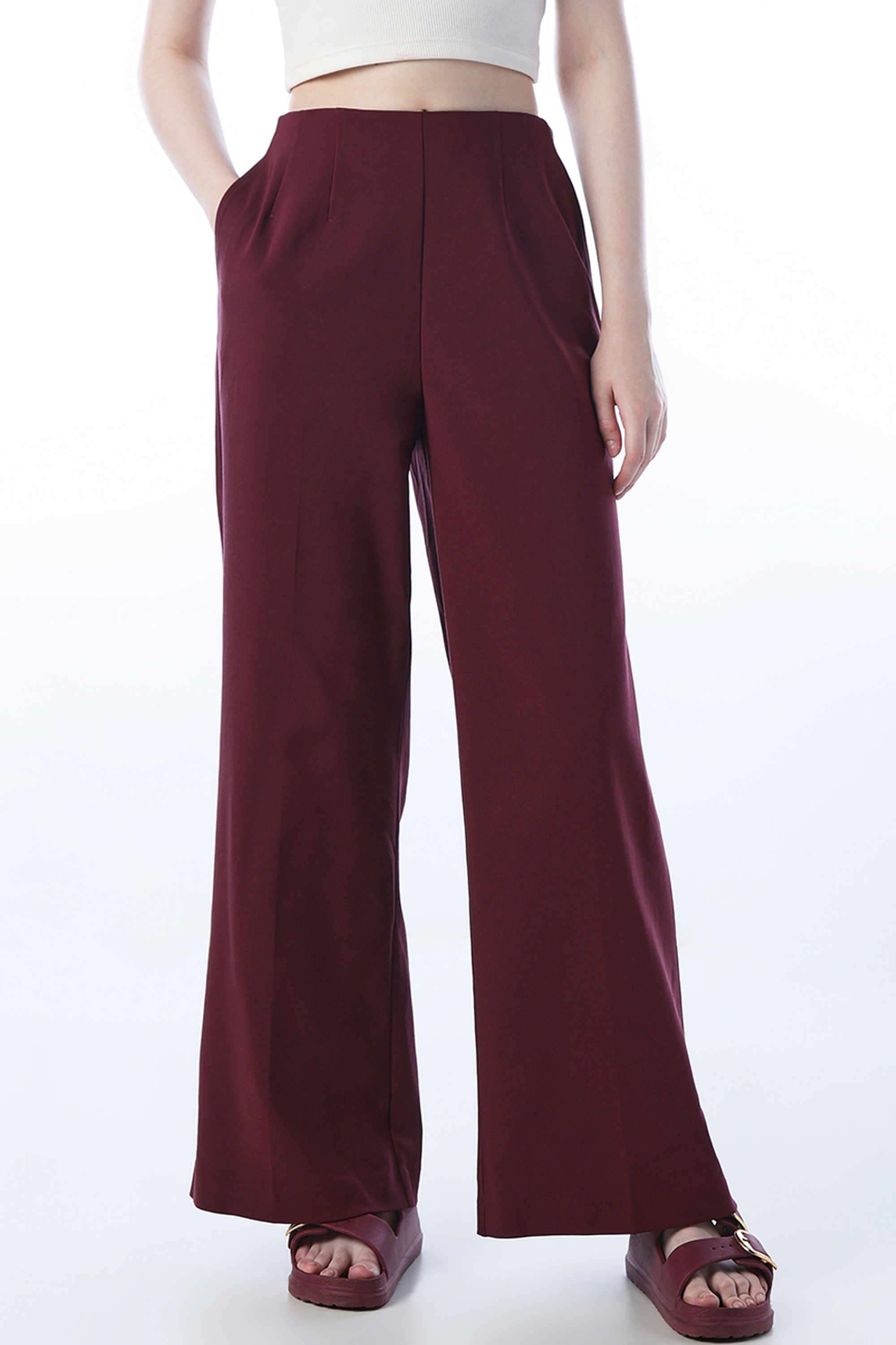 Solid-Polyester-Women-s-Casual-Wear-Pants
