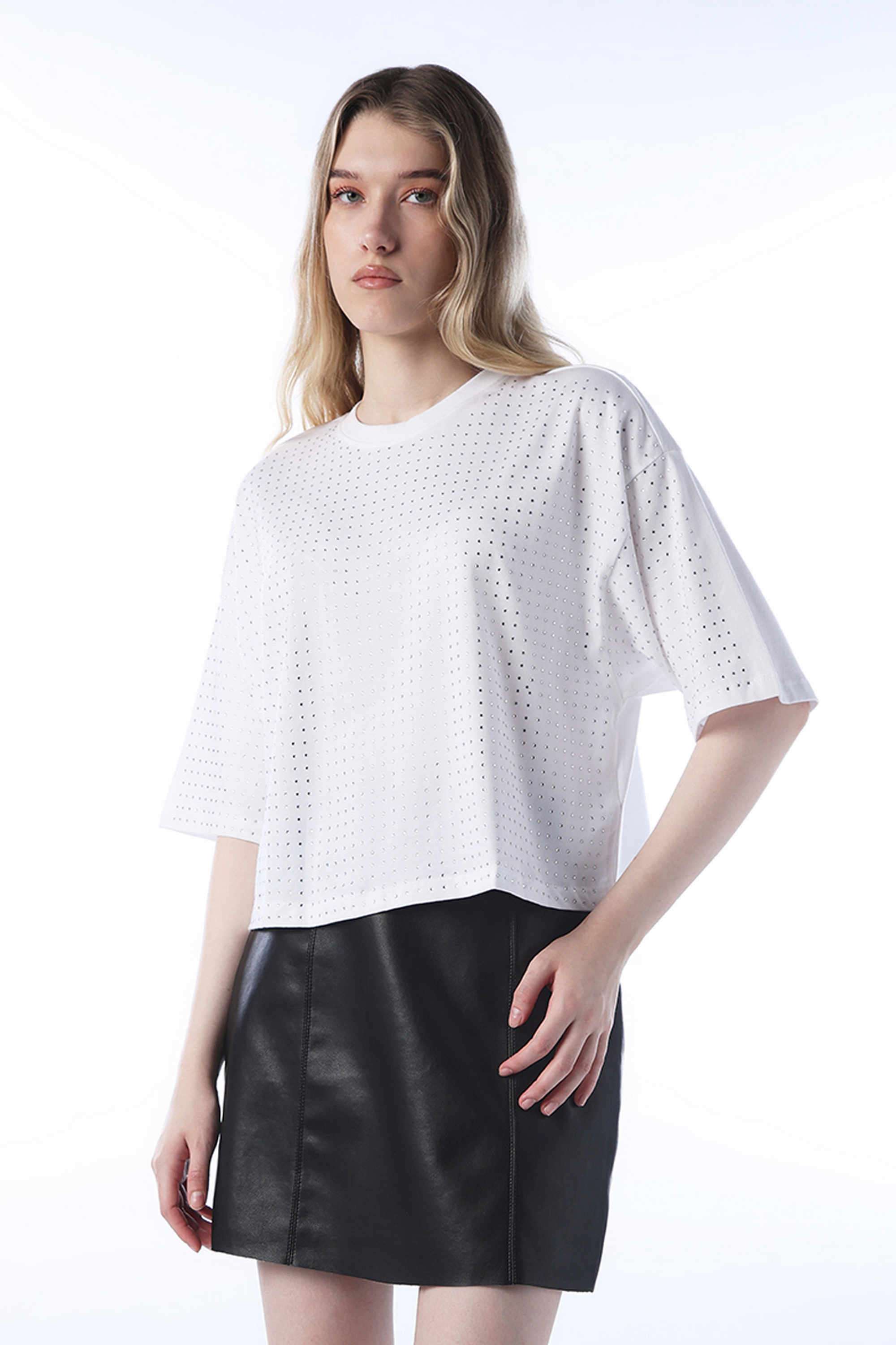 Solid-Cotton-Round-Neck-Women-s-T-Shirt