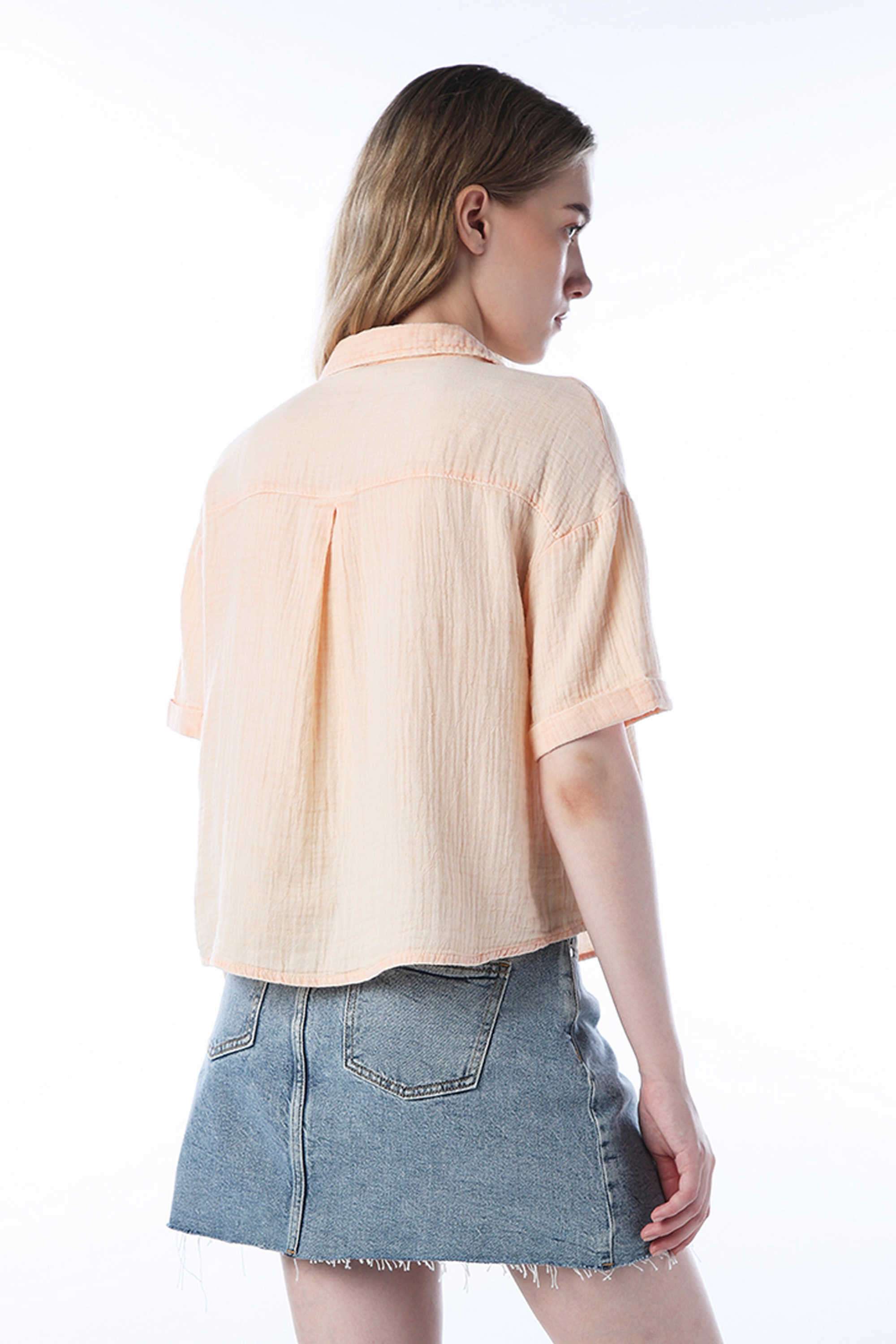 Solid-Cotton-Collared-Women-s-Shirt