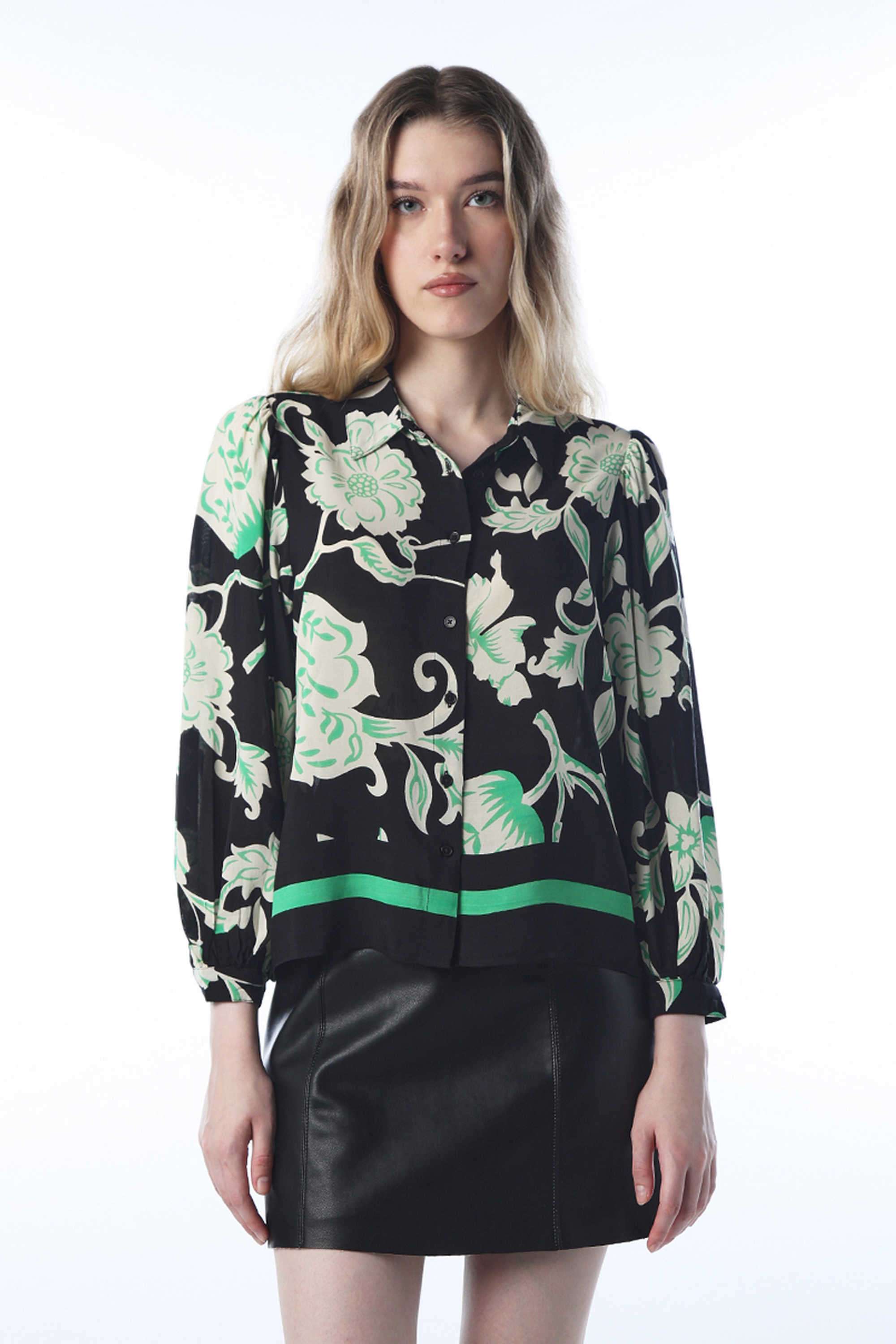 Floral-Viscose-Collared-Women-s-Shirt