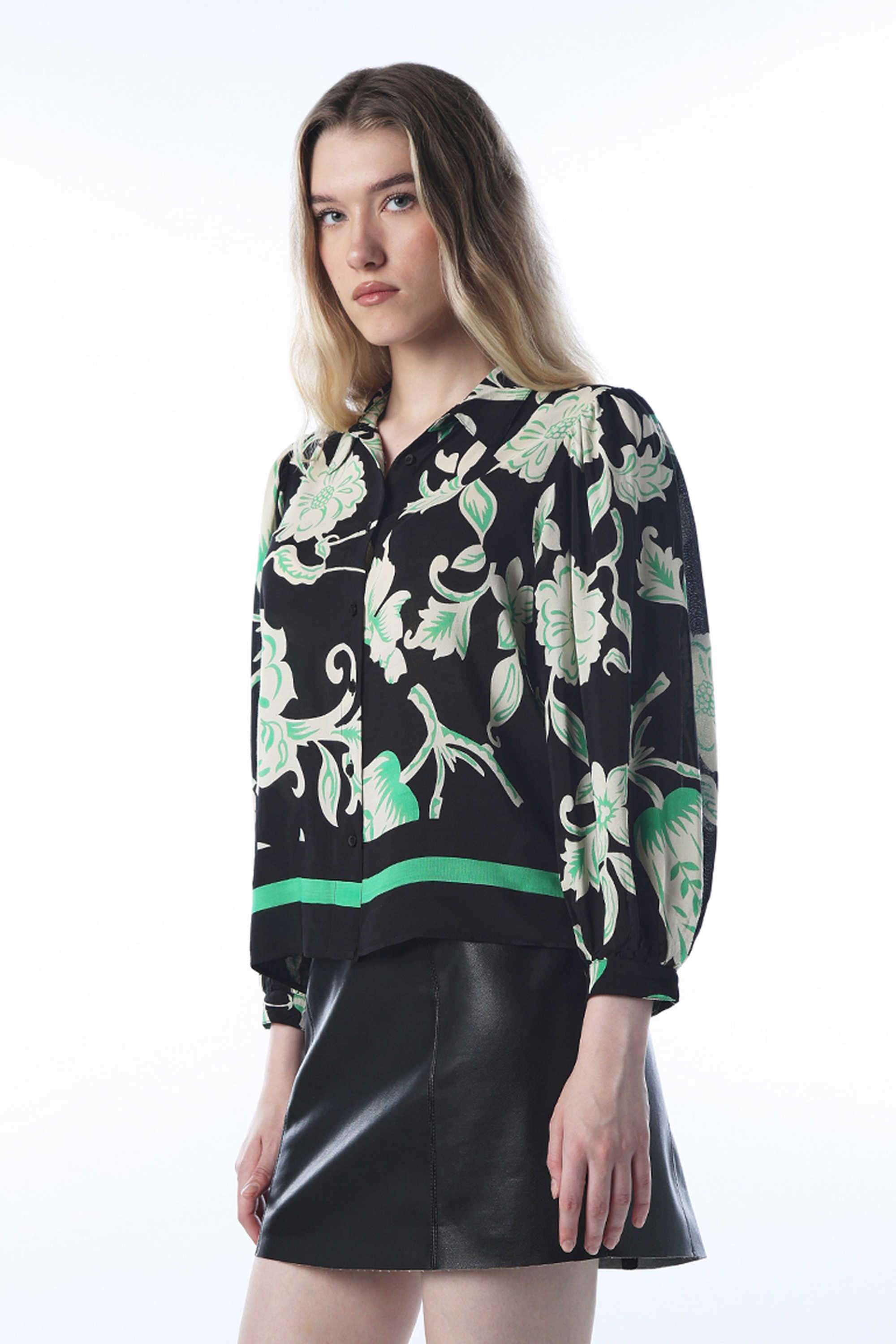 Floral-Viscose-Collared-Women-s-Shirt