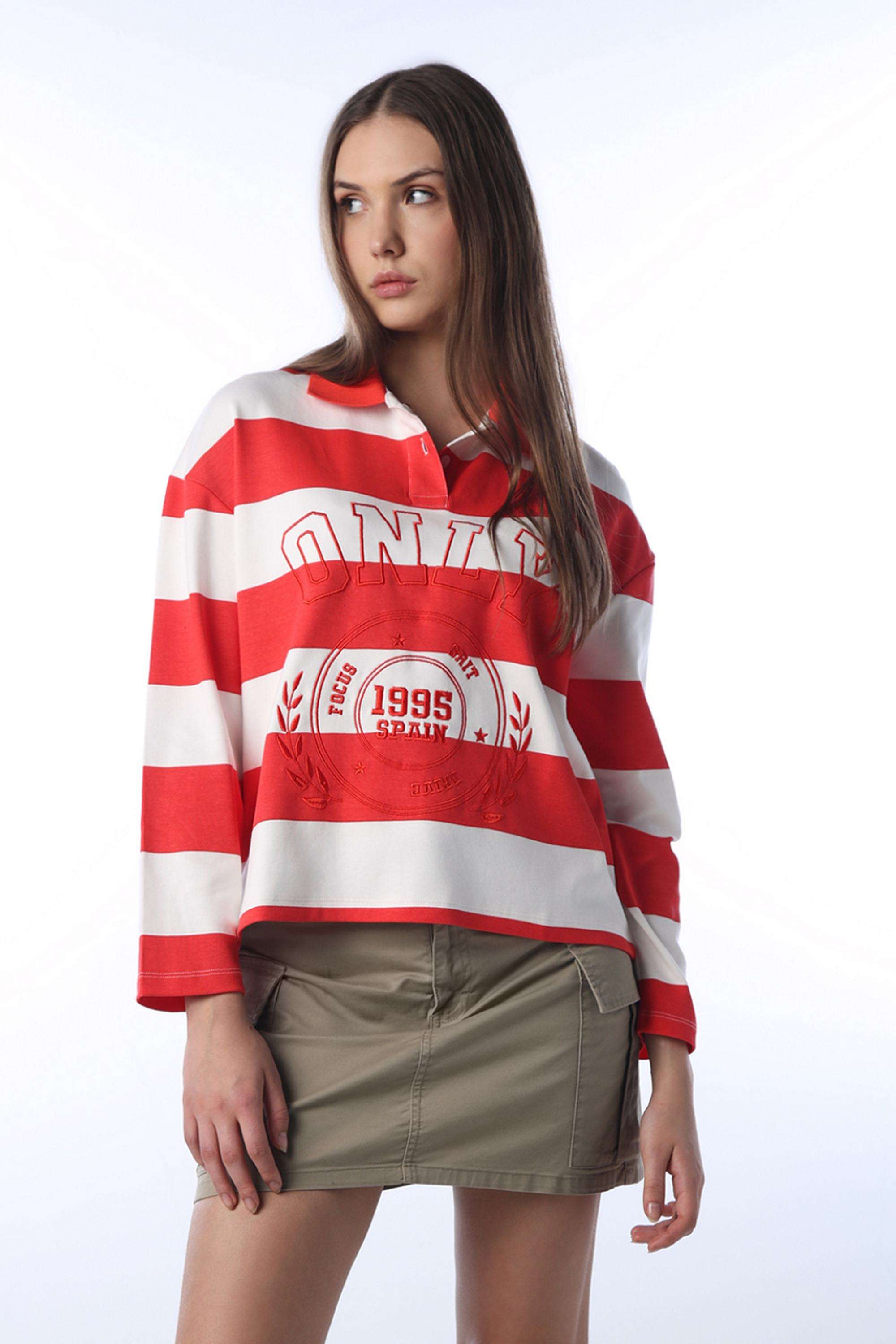 Stripes-Cotton-Collared-Women-s-T-Shirt