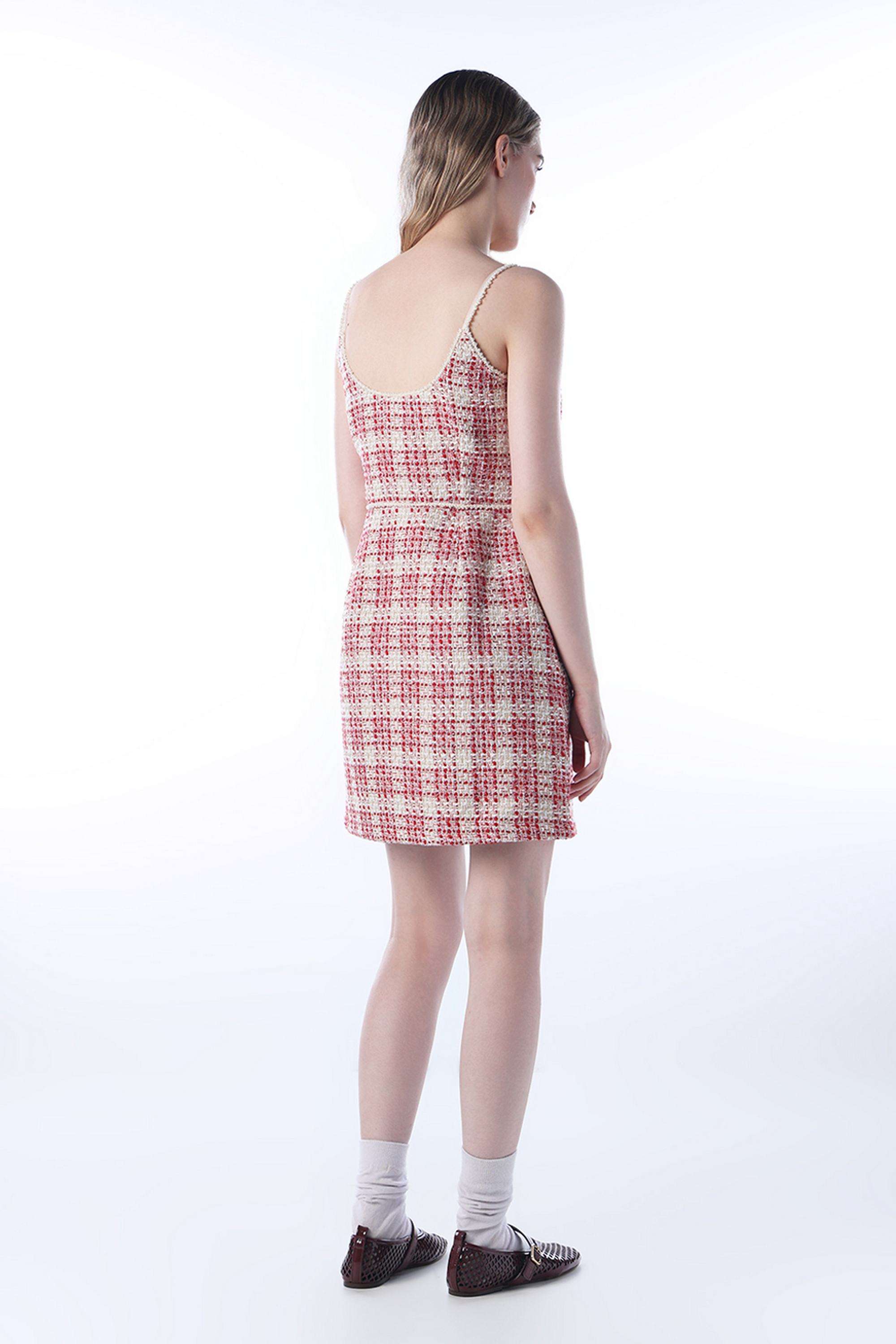 Checks-Square-Neck-Polyester-Women-Dress