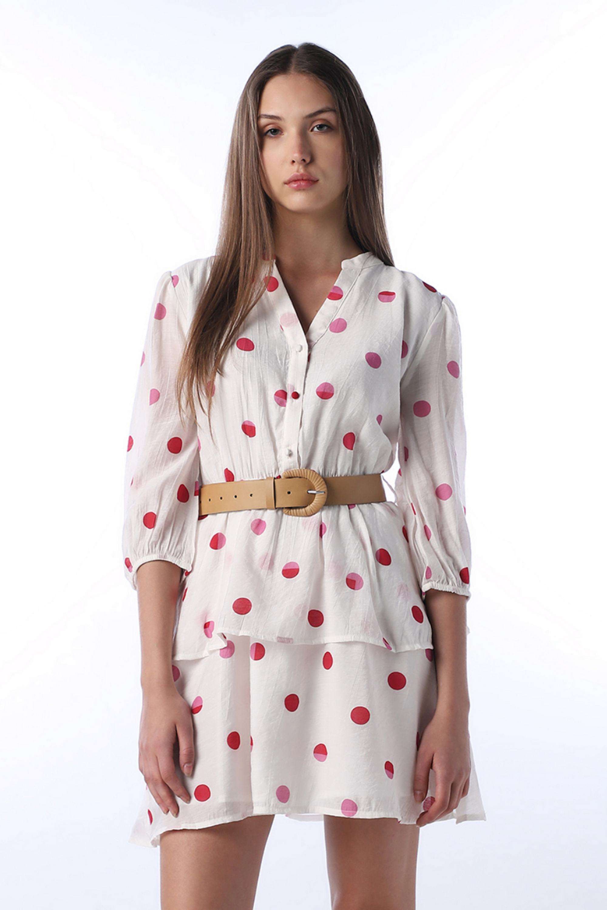 Polka-Dots-Collared-Viscose-Women-Dress