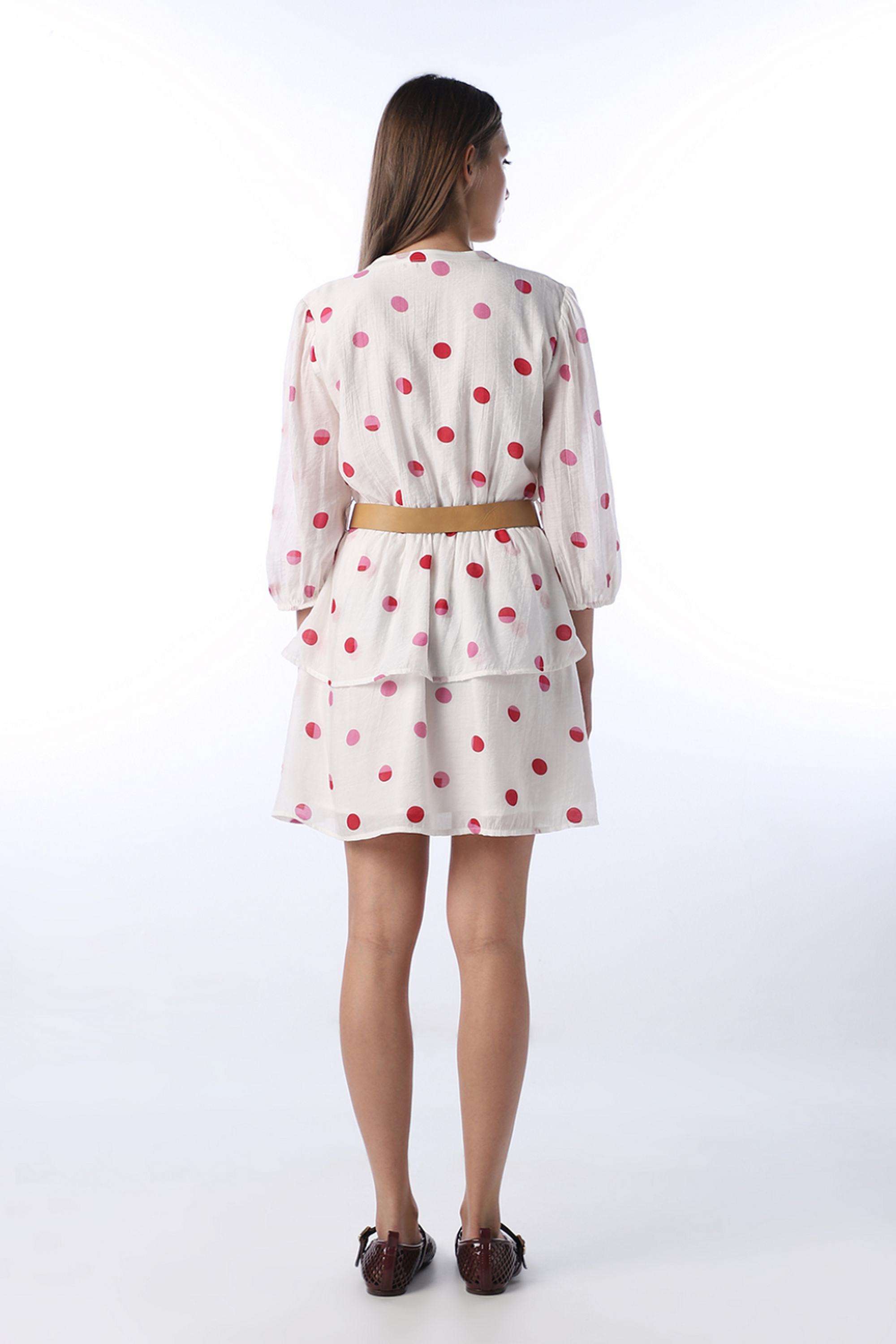 Polka-Dots-Collared-Viscose-Women-Dress