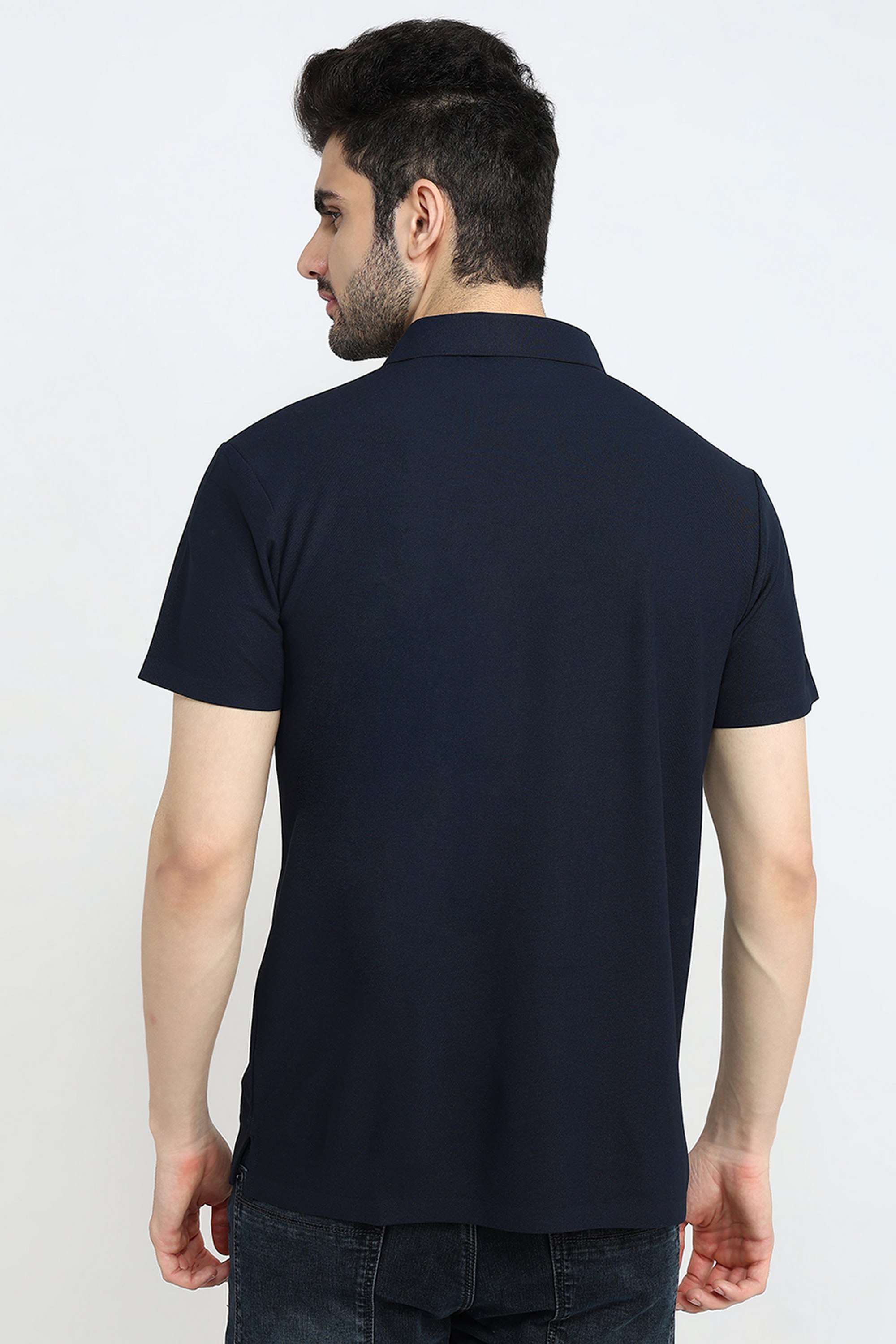 Solid-Polyester-Blend-Round-Neck-Men-s-T-Shirt