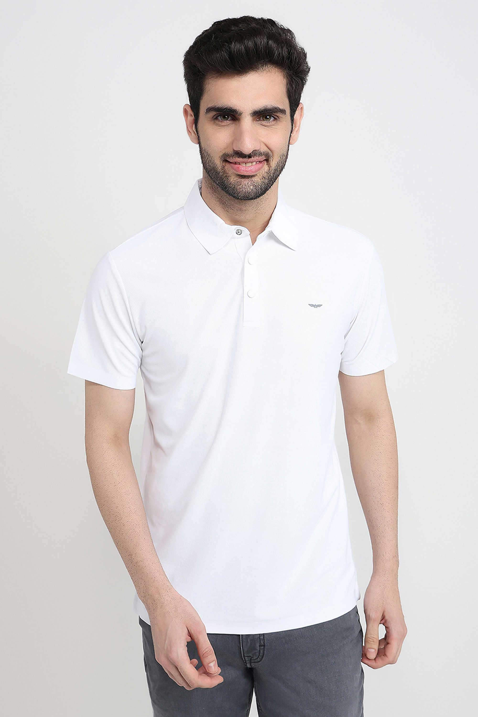 Solid-Polyester-Blend-Round-Neck-Men-s-T-Shirt