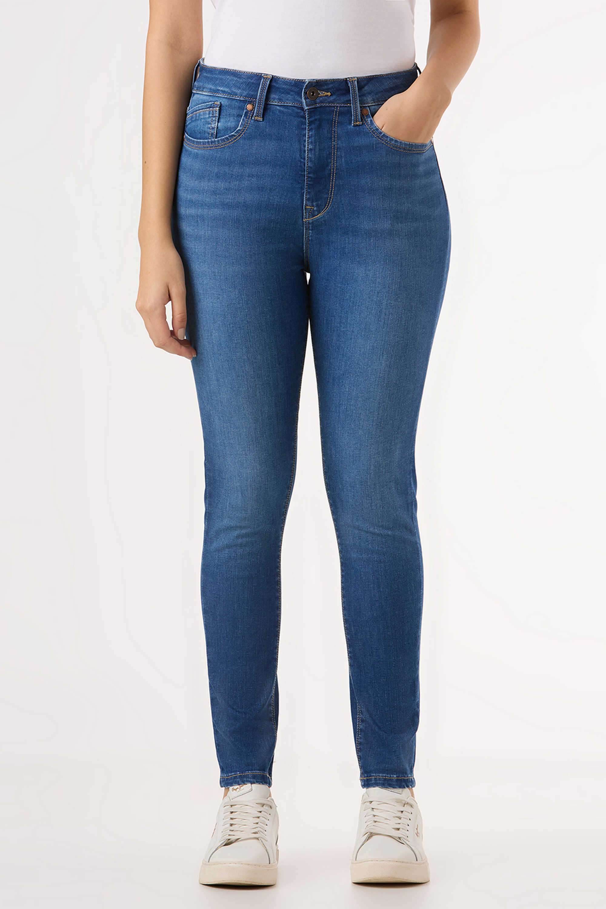 High-Rise-Blended-Fabric-Skinny-Fit-Women-s-Jeans
