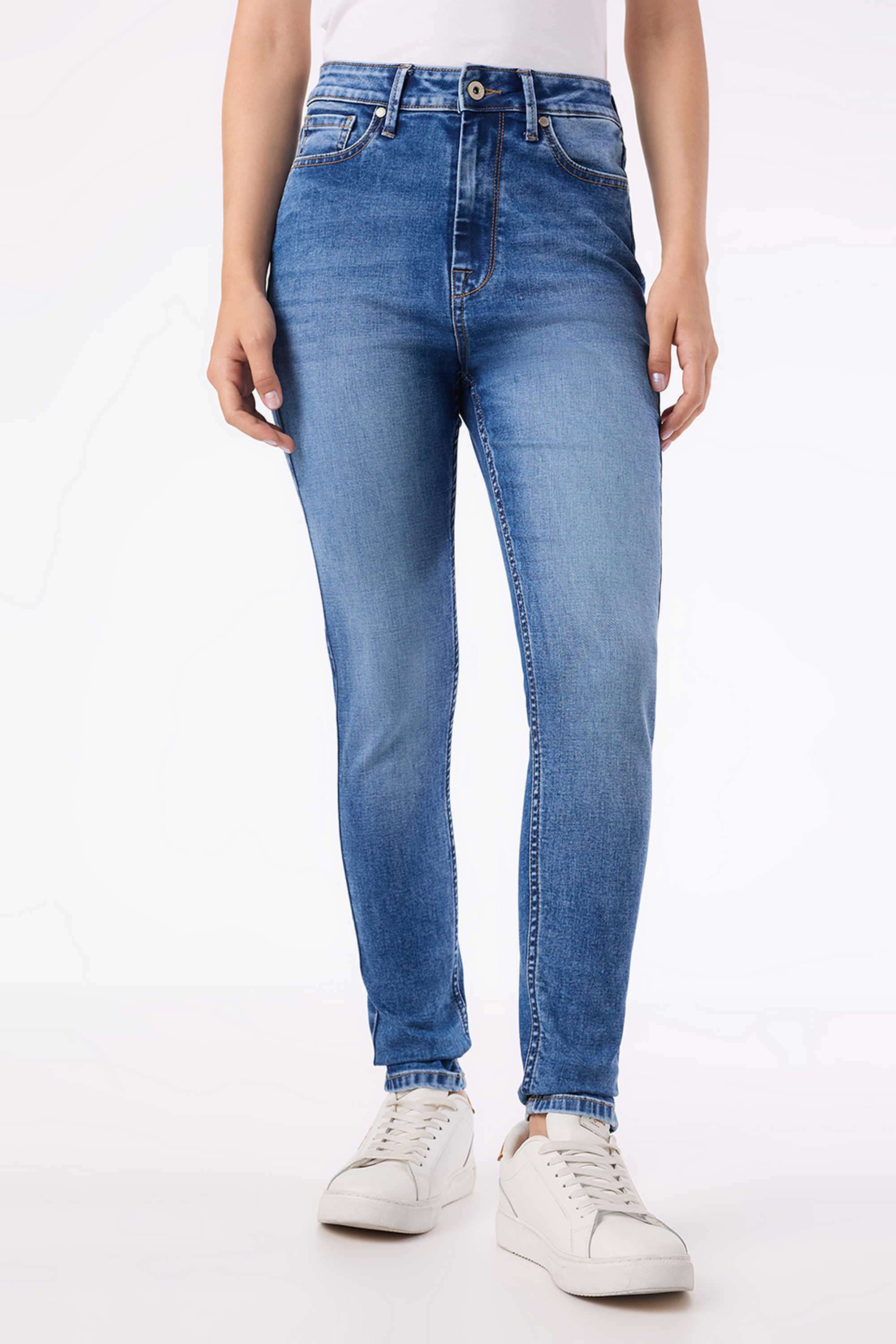 High-Rise-Blended-Fabric-Skinny-Fit-Women-s-Jeans