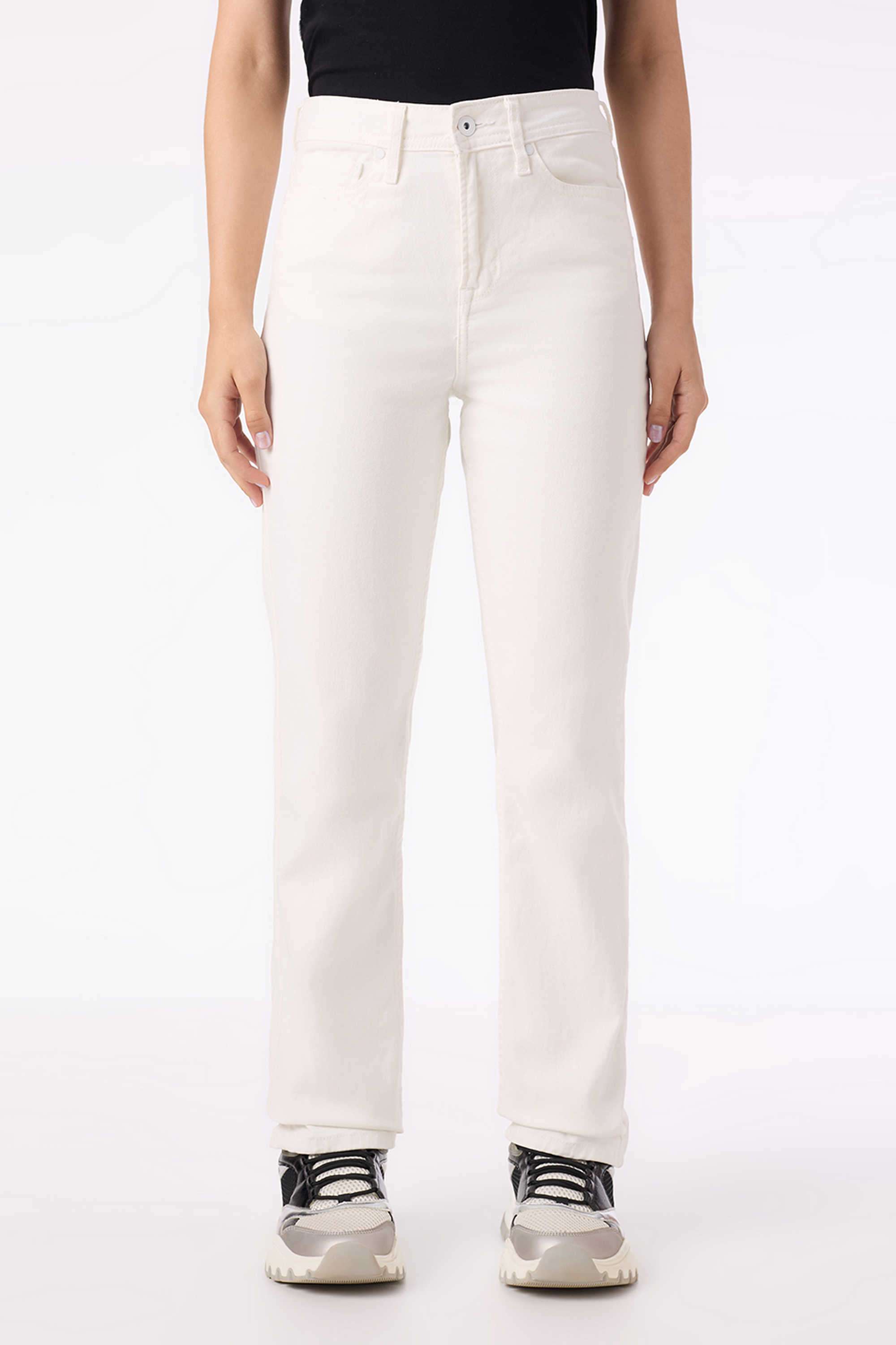 High-Rise-Blended-Fabric-Straight-Fit-Women-s-Jeans