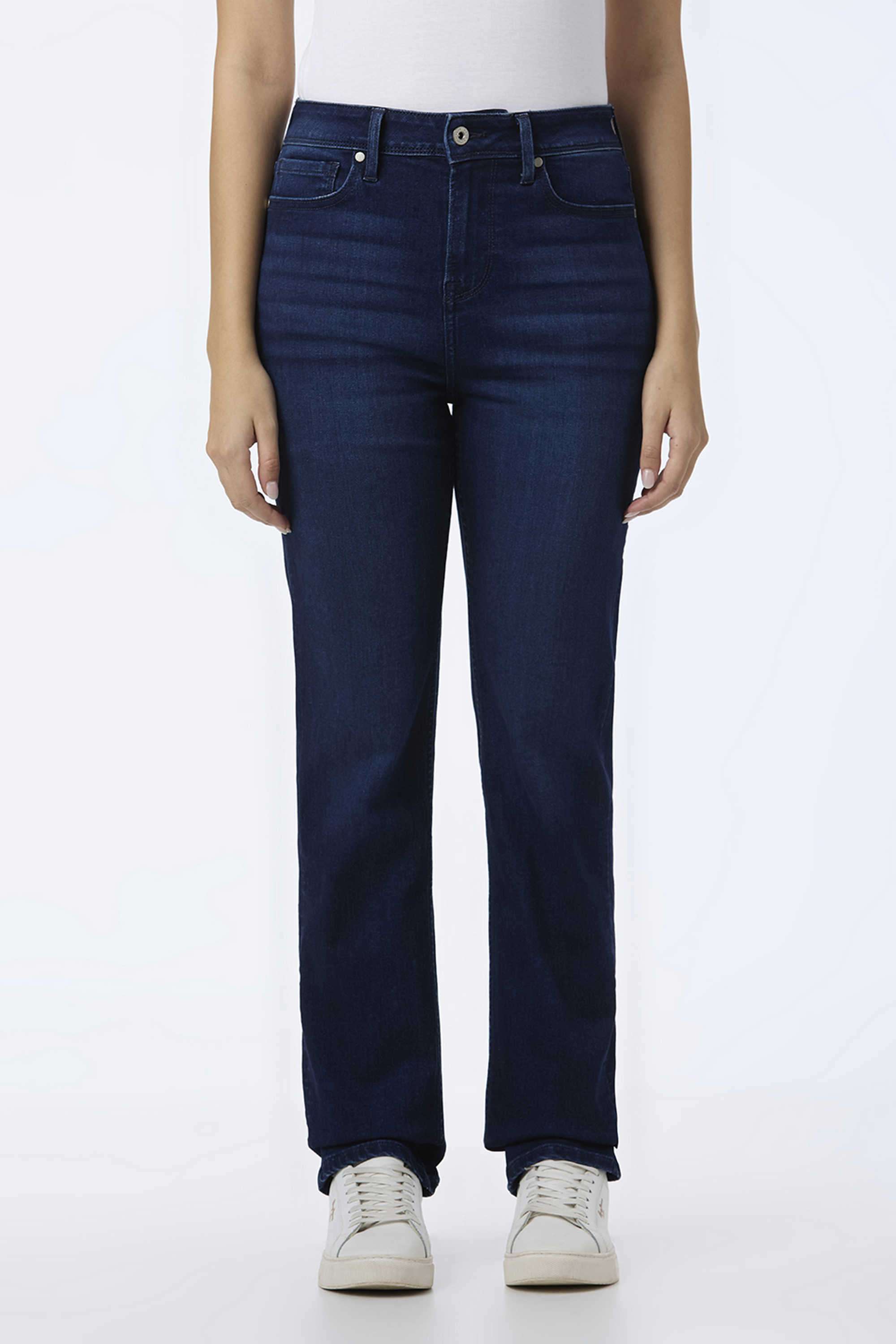 High-Rise-Blended-Fabric-Straight-Fit-Women-s-Jeans