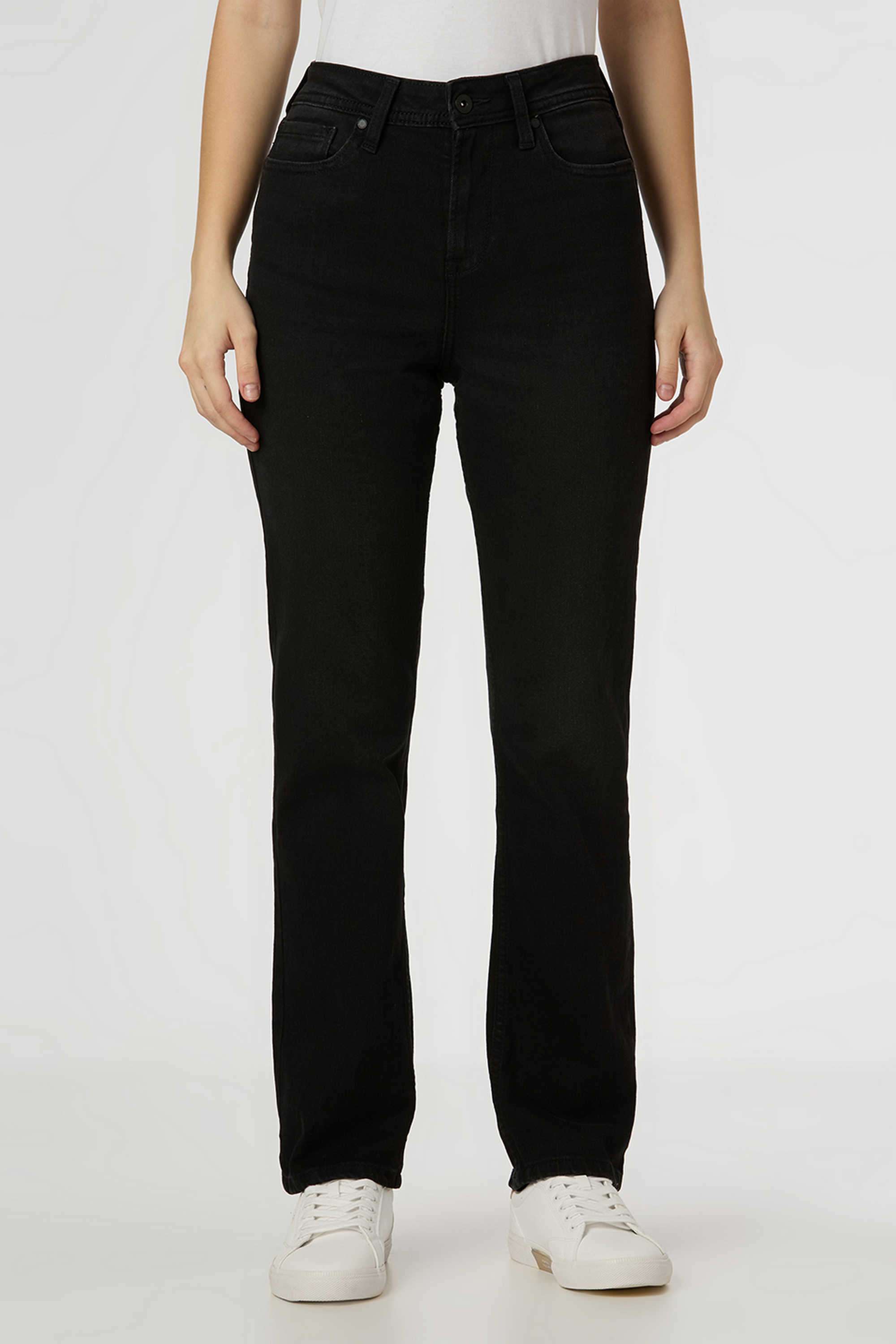 High-Rise-Blended-Fabric-Straight-Fit-Women-s-Jeans